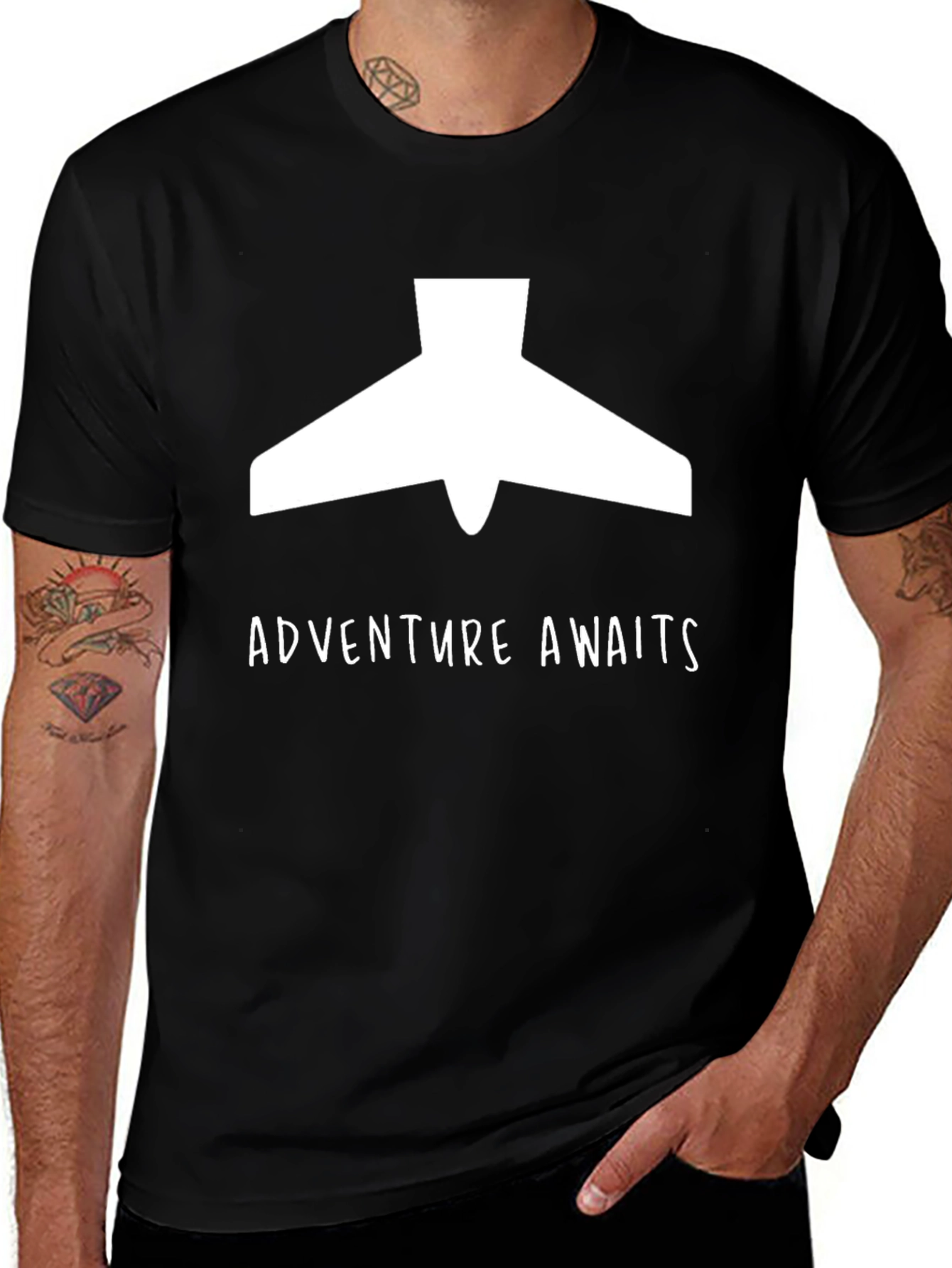 Variant 2 of Adventure Awaits Plane Graphic Tee - Black