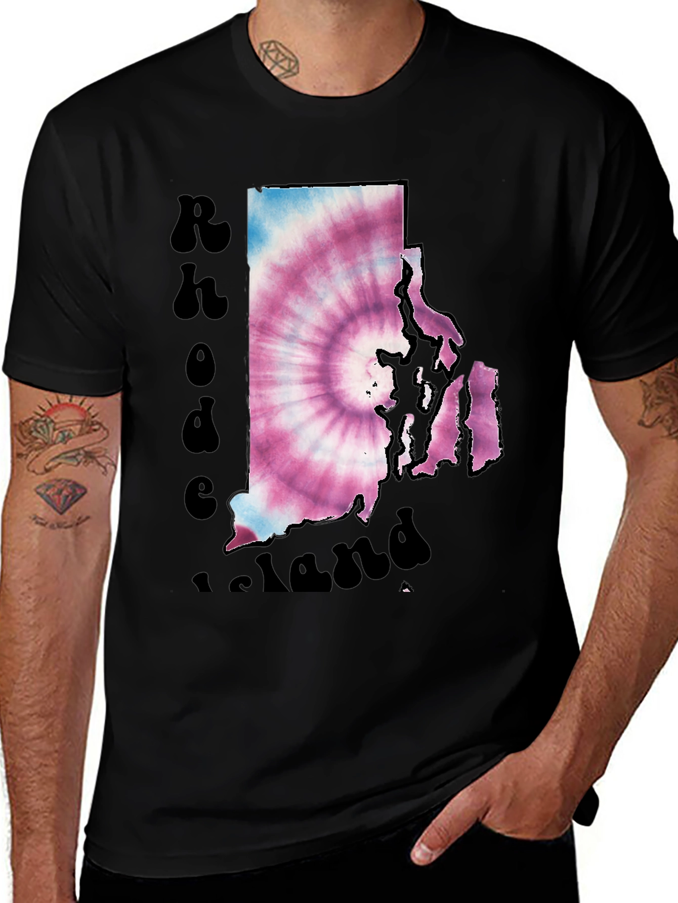 Rhode Island Tie Dye T-Shirt Novelty State Pride Tee