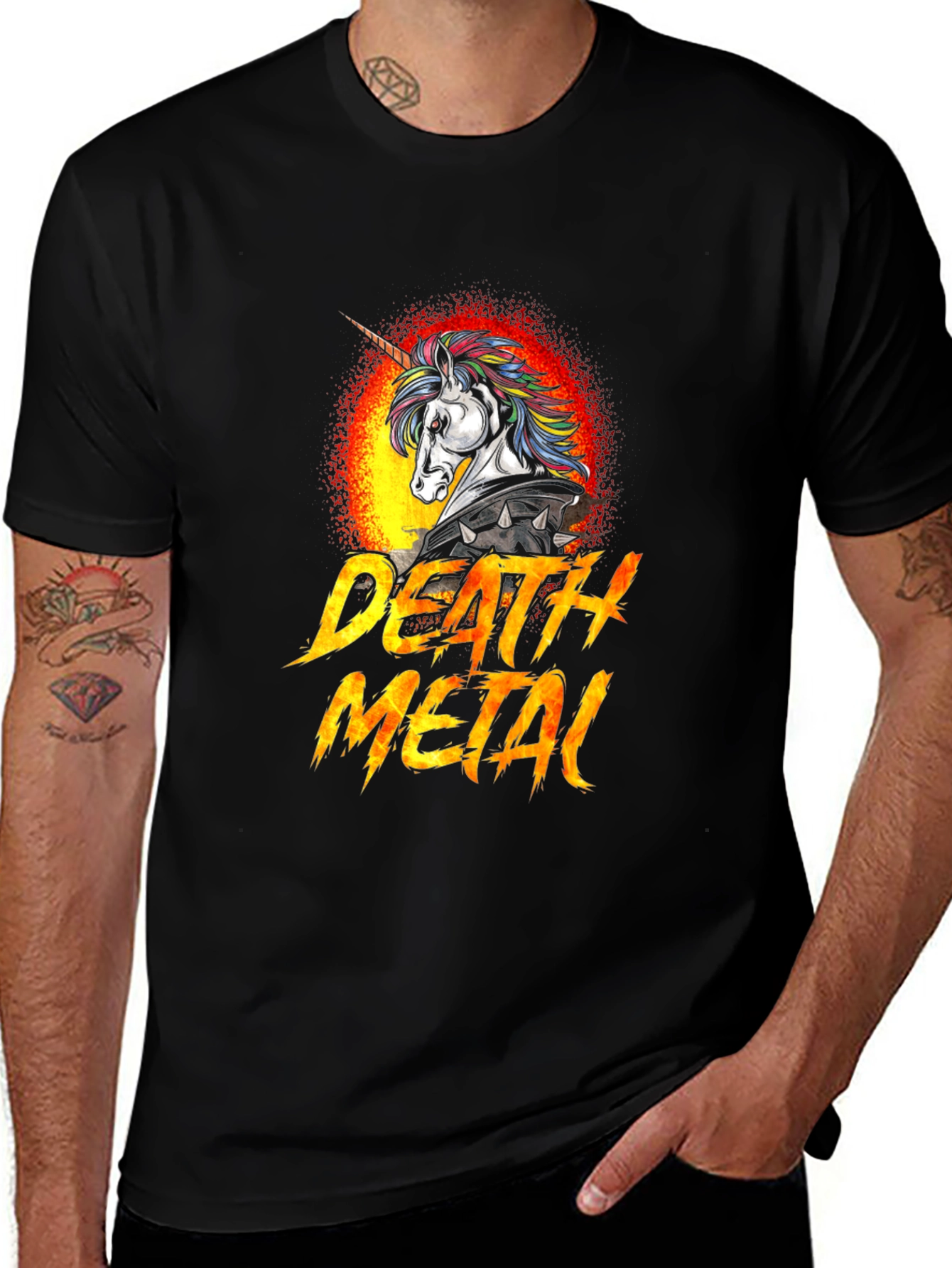 Variant 27 of Death Metal Unicorn Graphic Tee - Black