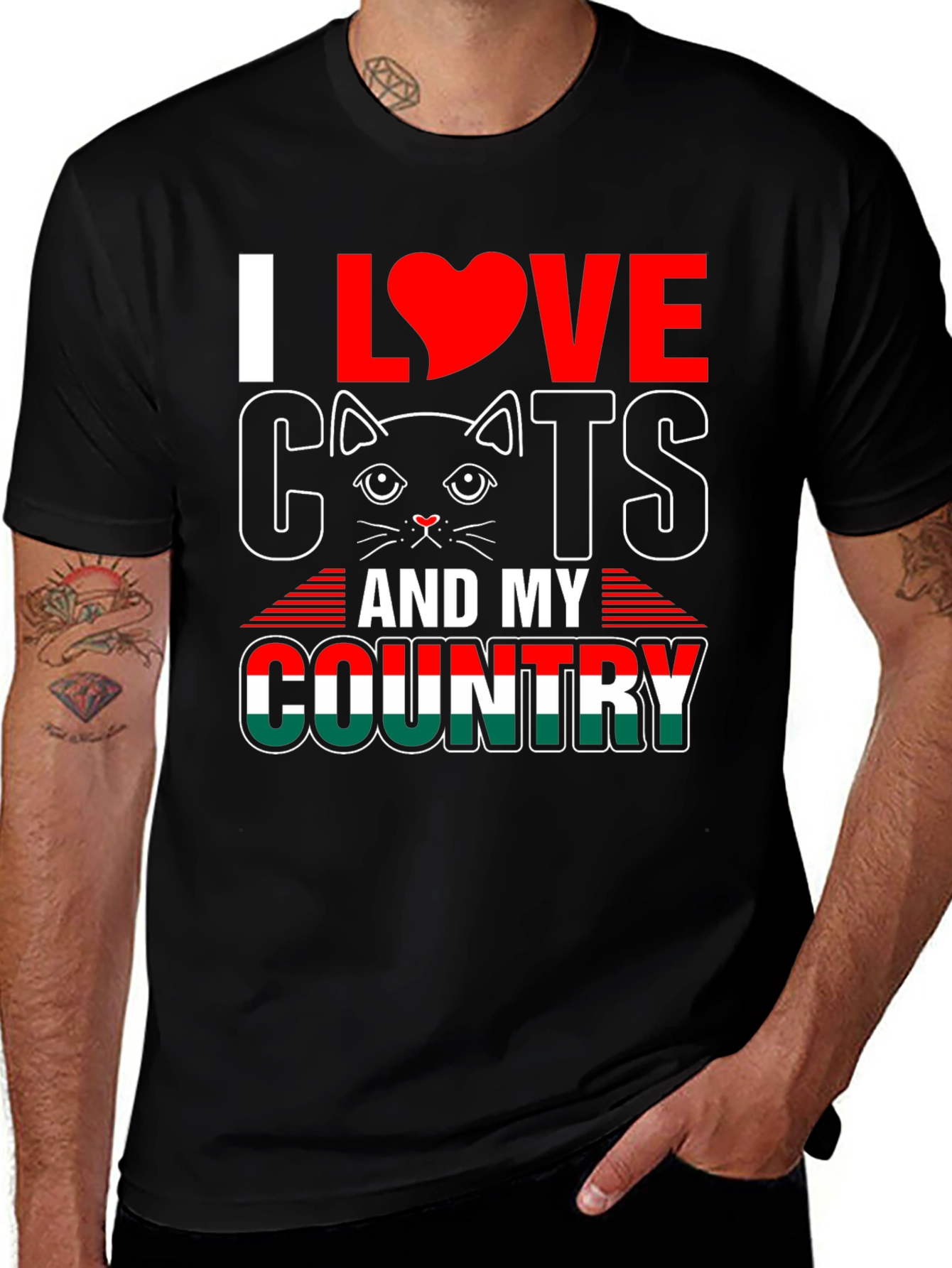 Variant 13 of I Love Cats and My Country Graphic T-Shirt