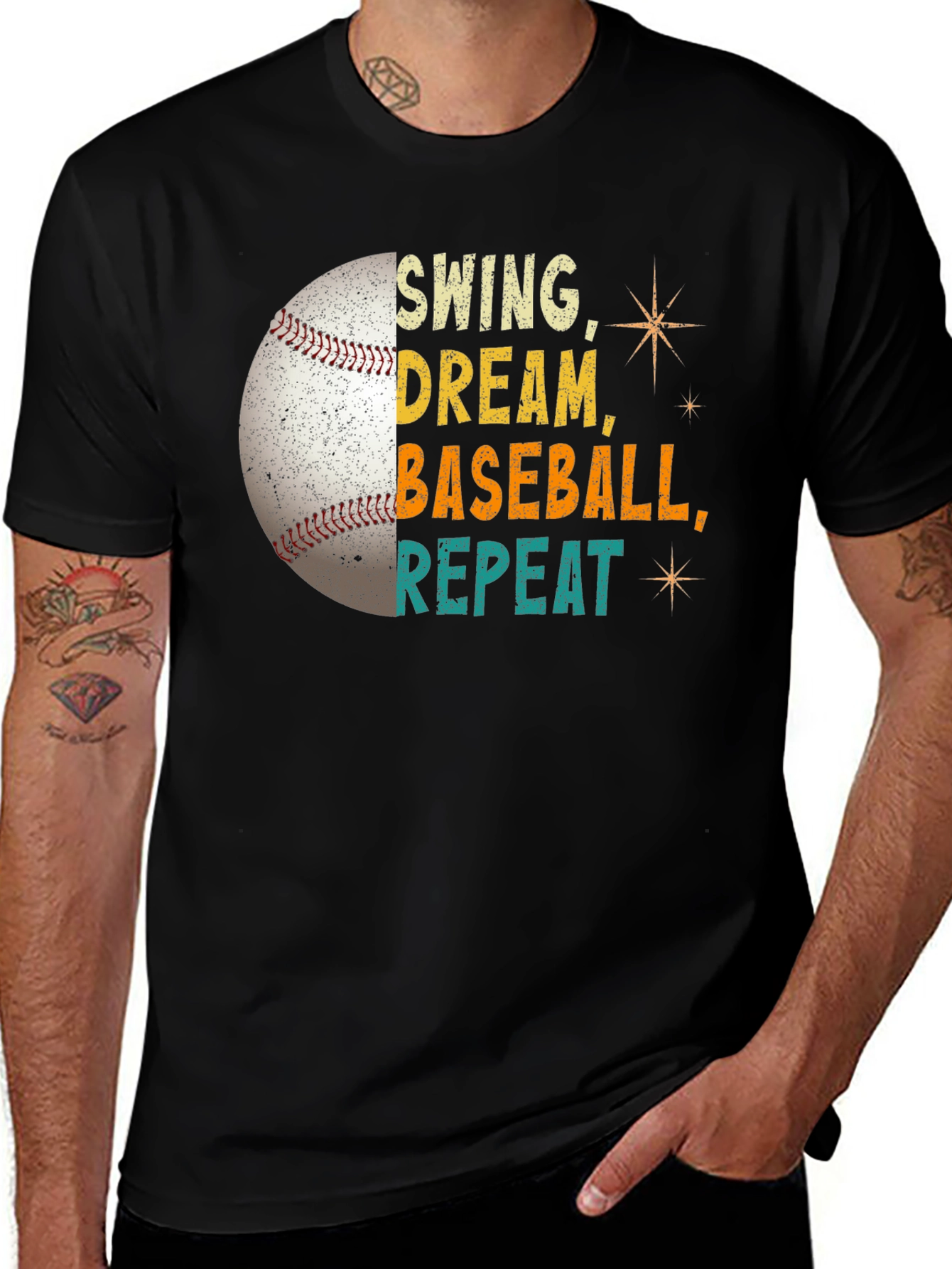 Variant 10 of Swing Dream Baseball Repeat Graphic Tee