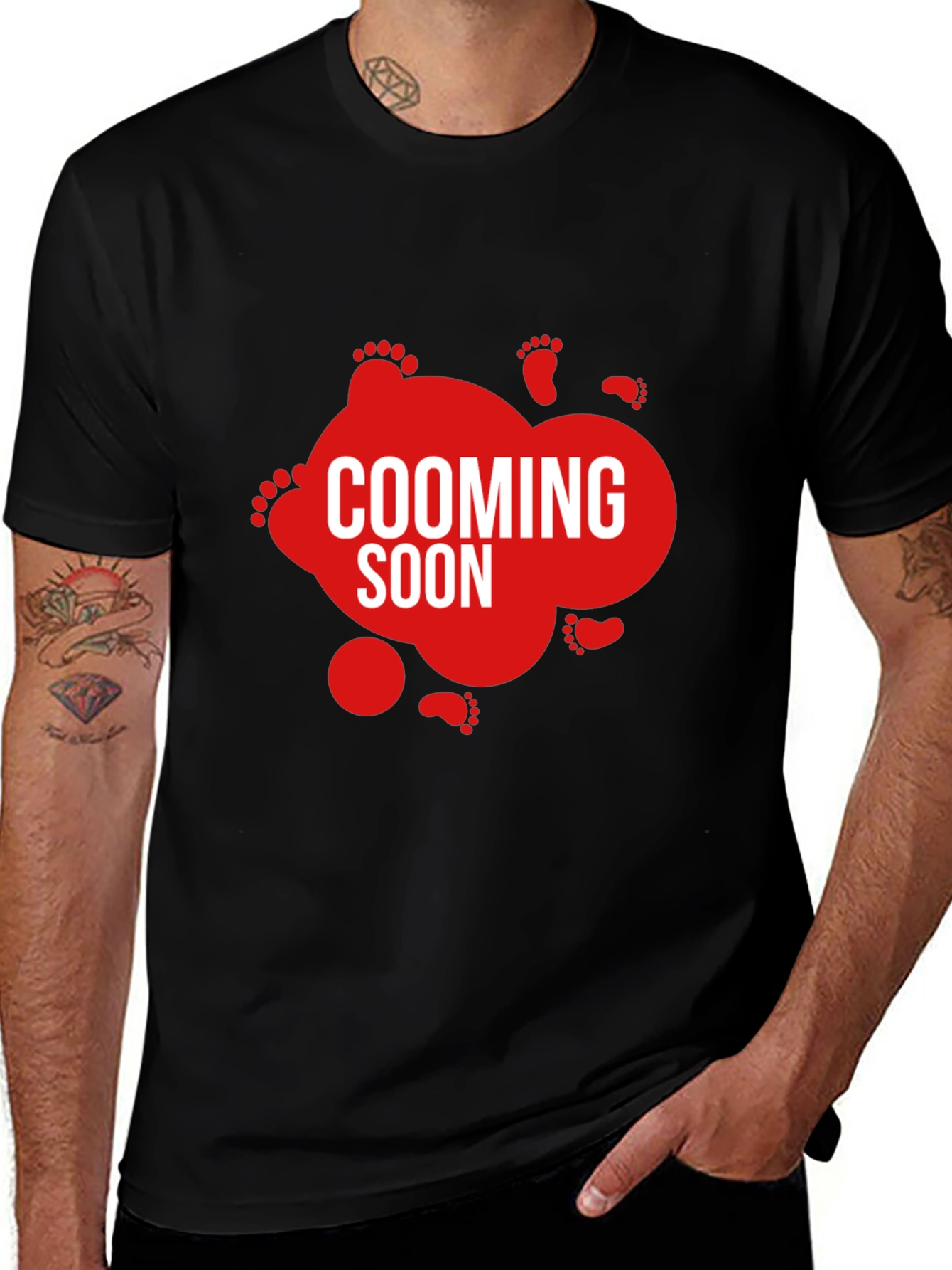 Variant 4 of Coming Soon Graphic Tee - Black Cotton T-Shirt