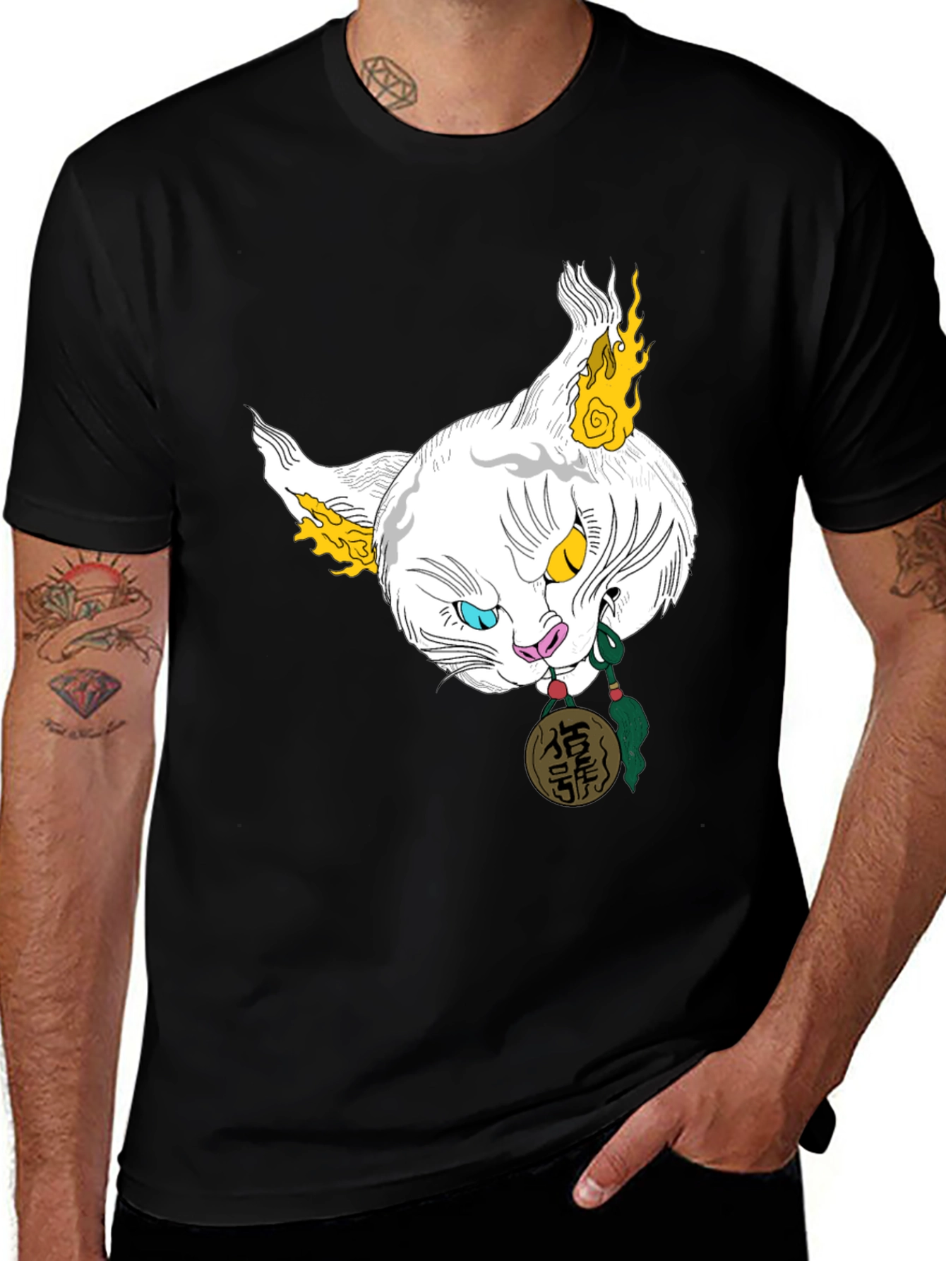 Unique Japanese Cat Graphic T-Shirt