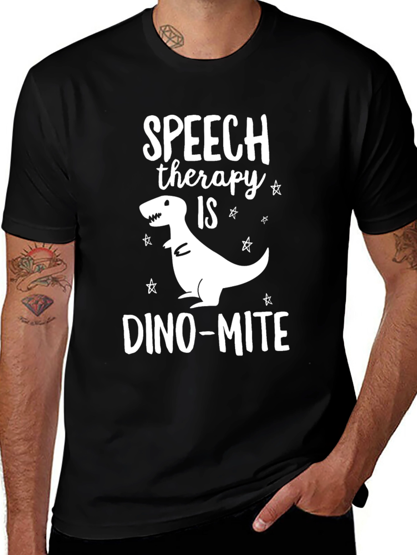 Variant 24 of Speech Therapy Dino-mite Black T-Shirt