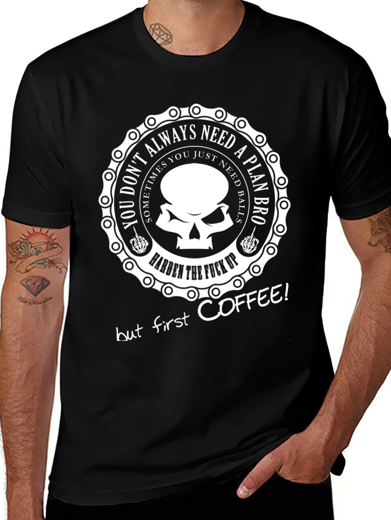 Variant 16 of Hardcore Coffee Skull Graphic T-Shirt