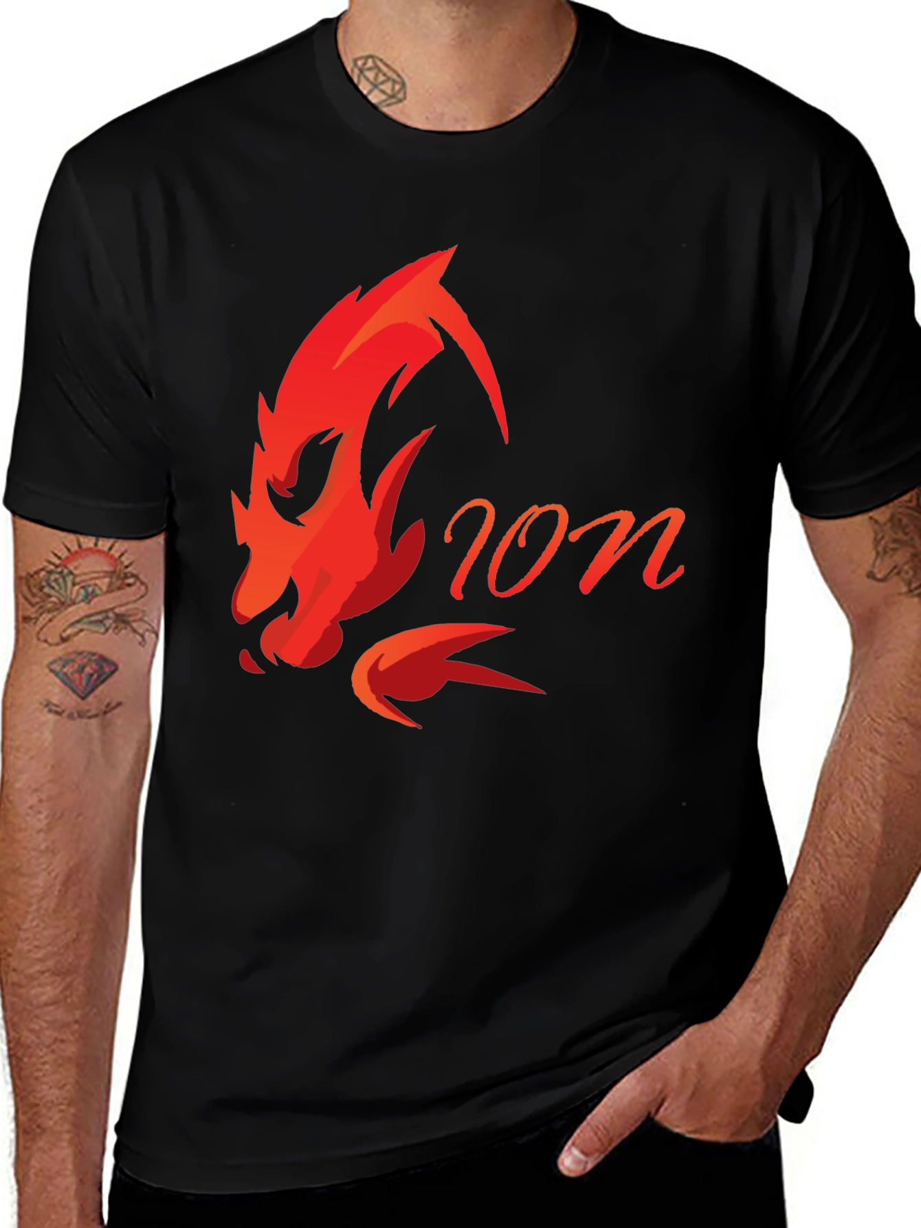 Variant 19 of Fiery Lion Graphic Tee - Bold Black T-Shirt