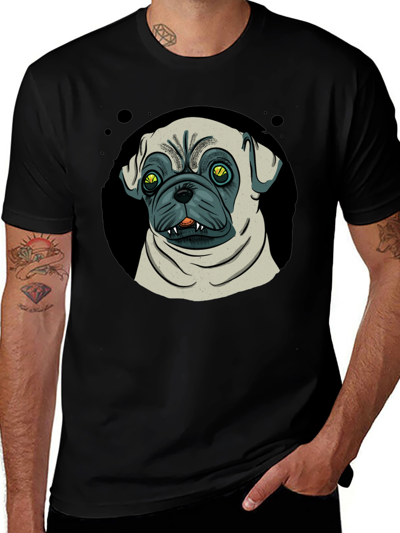 Variant 11 of Pug Graphic Black T-Shirt