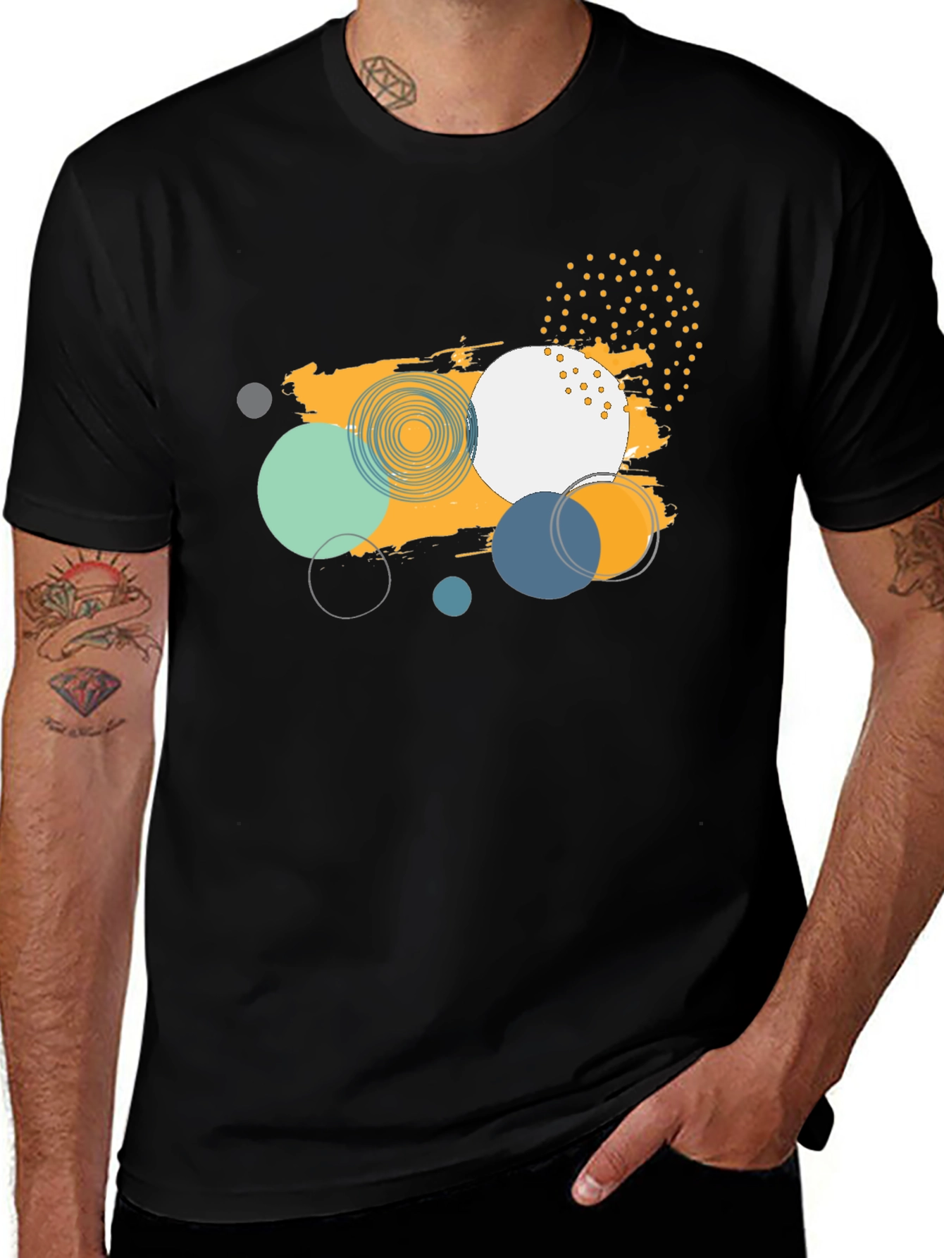 Variant 9 of Abstract Circle Graphic Black T-Shirt