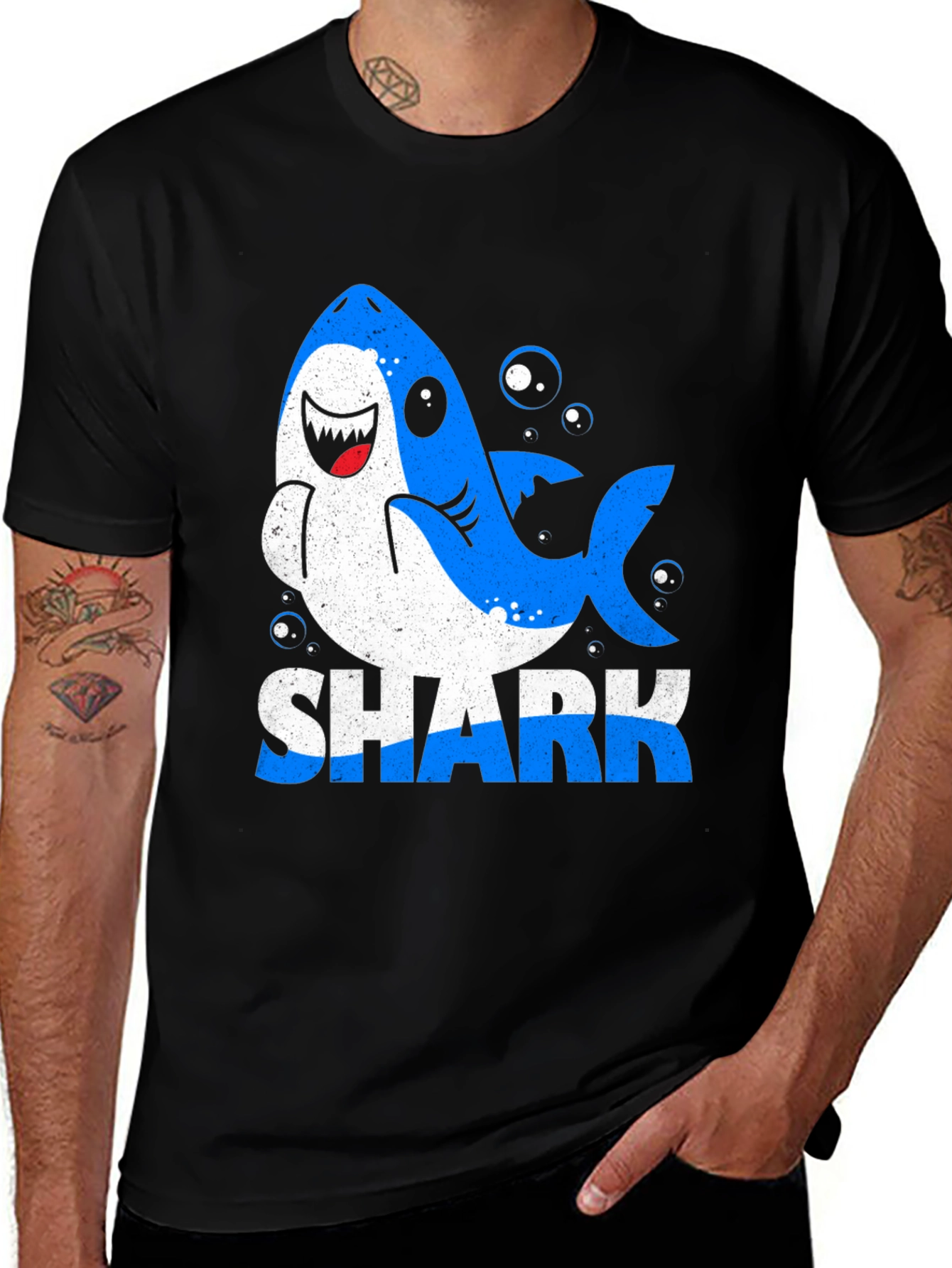 Variant 16 of Shark Cartoon Graphic Black T-Shirt
