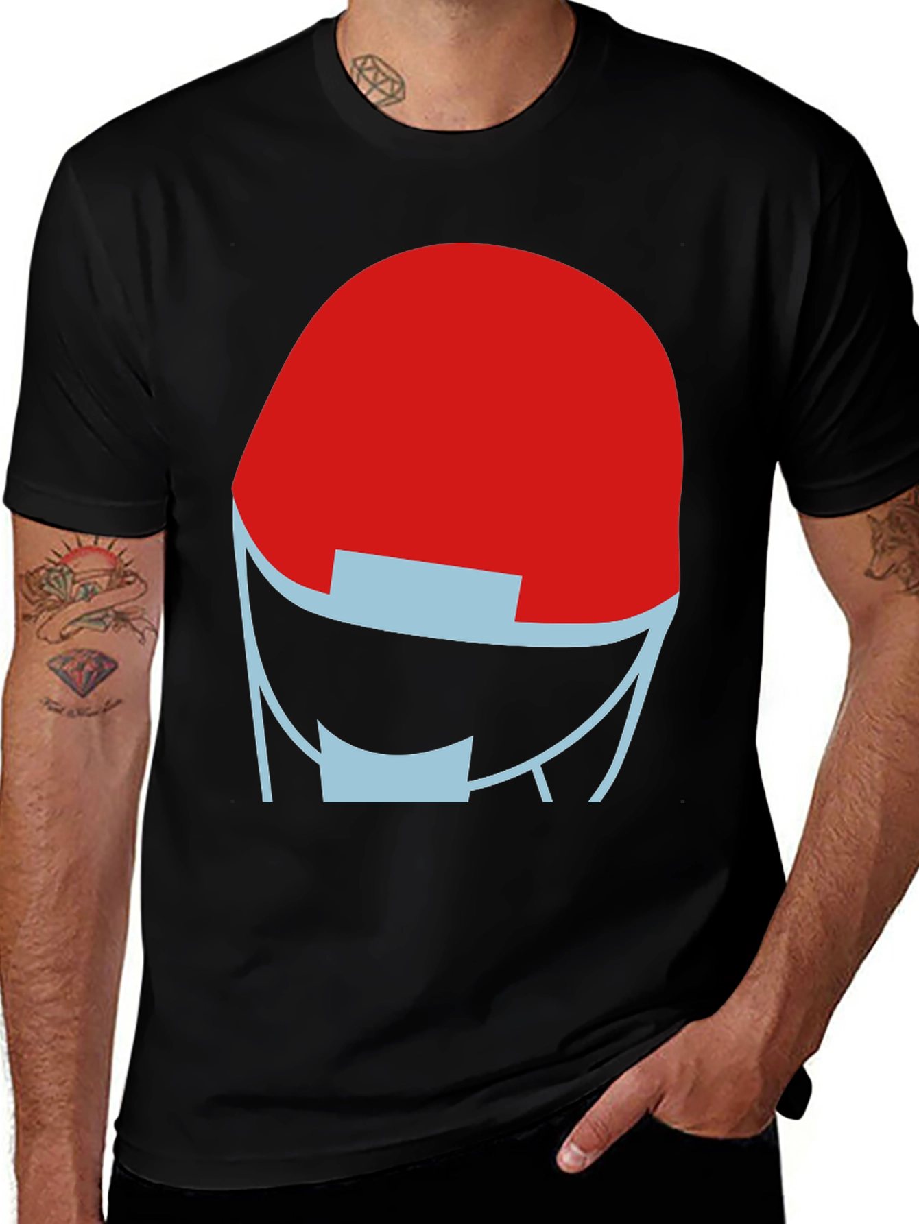 Variant 7 of Retro Robot Head Black T-Shirt