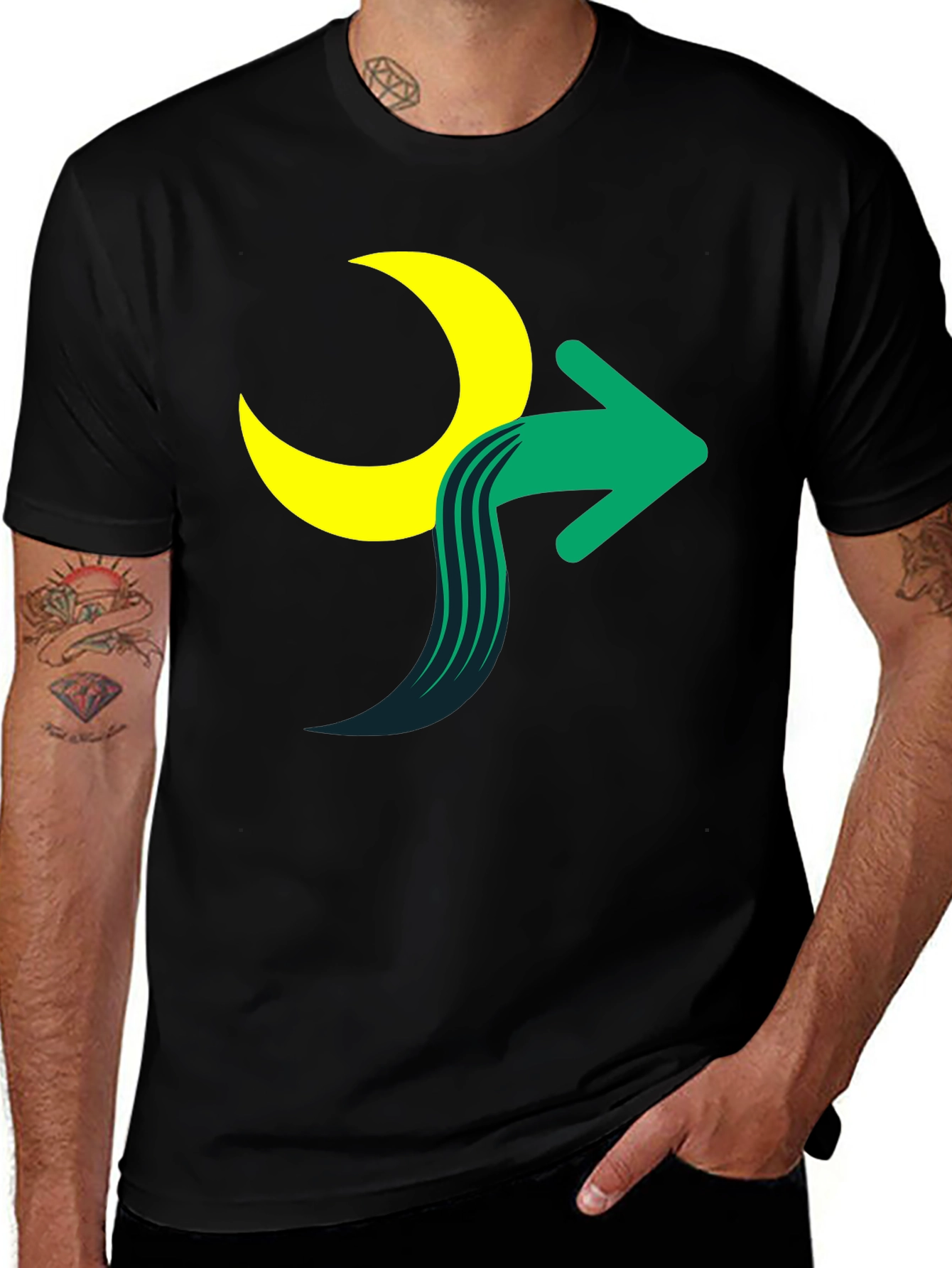 Variant 3 of Moon Arrow Graphic Tee - Stylish Cotton Blend Shirt