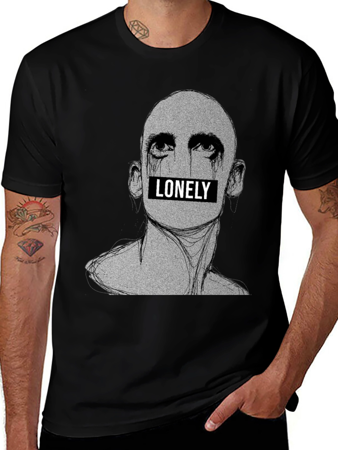 Variant 25 of Lonely Graphic Tee - Black T-Shirt