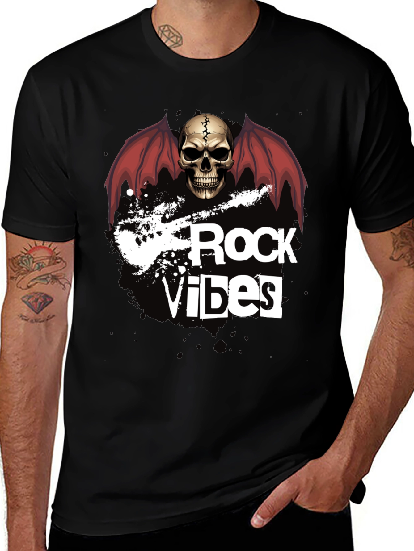 Variant 21 of Rock Vibes Skull Graphic T-Shirt