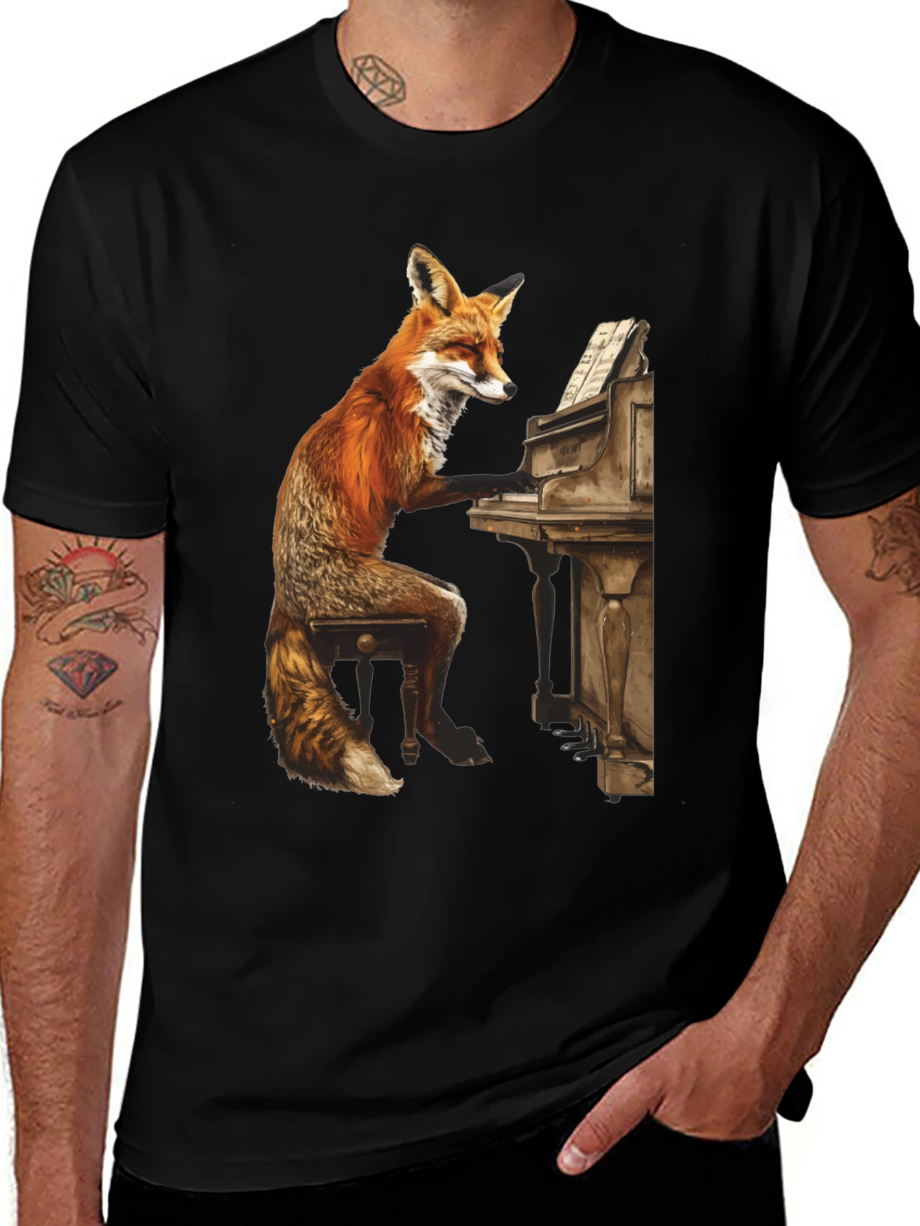 Variant 19 of Fox Playing Piano Graphic Tee
