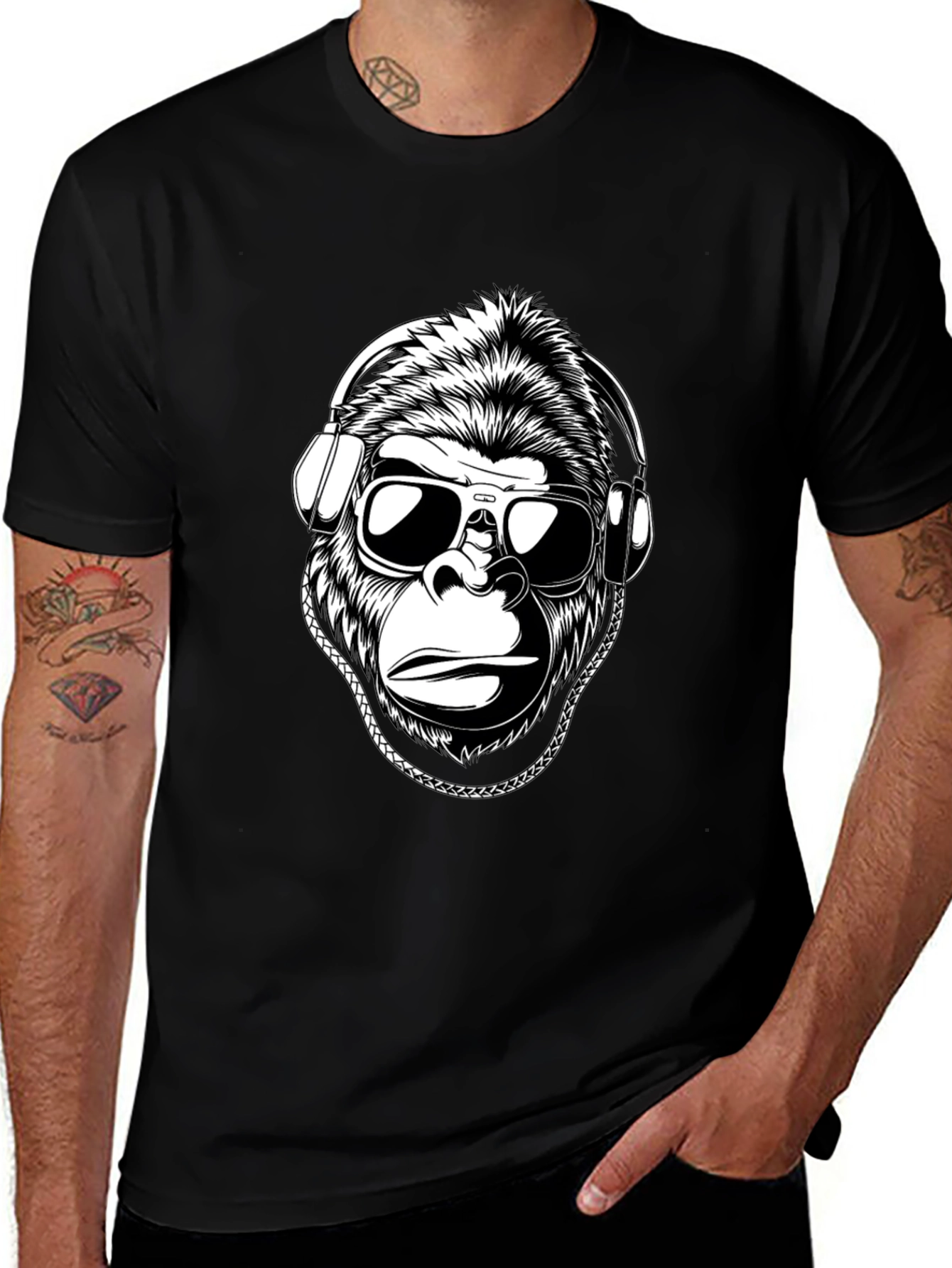 Variant 19 of Cool Gorilla Graphic Tee - Black T-Shirt
