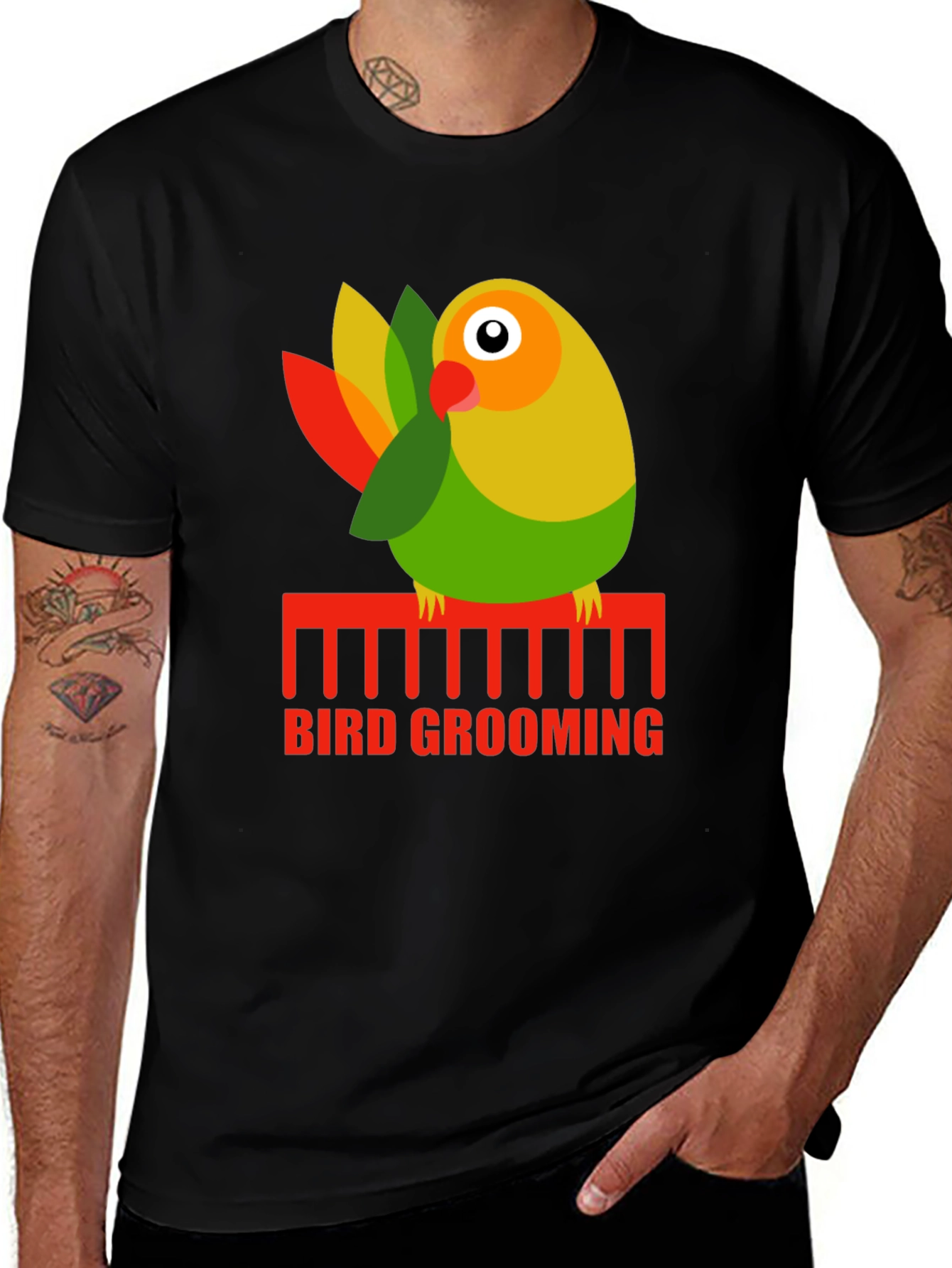 Variant 15 of Bird Grooming Graphic T-Shirt - Parrot Lover Tee