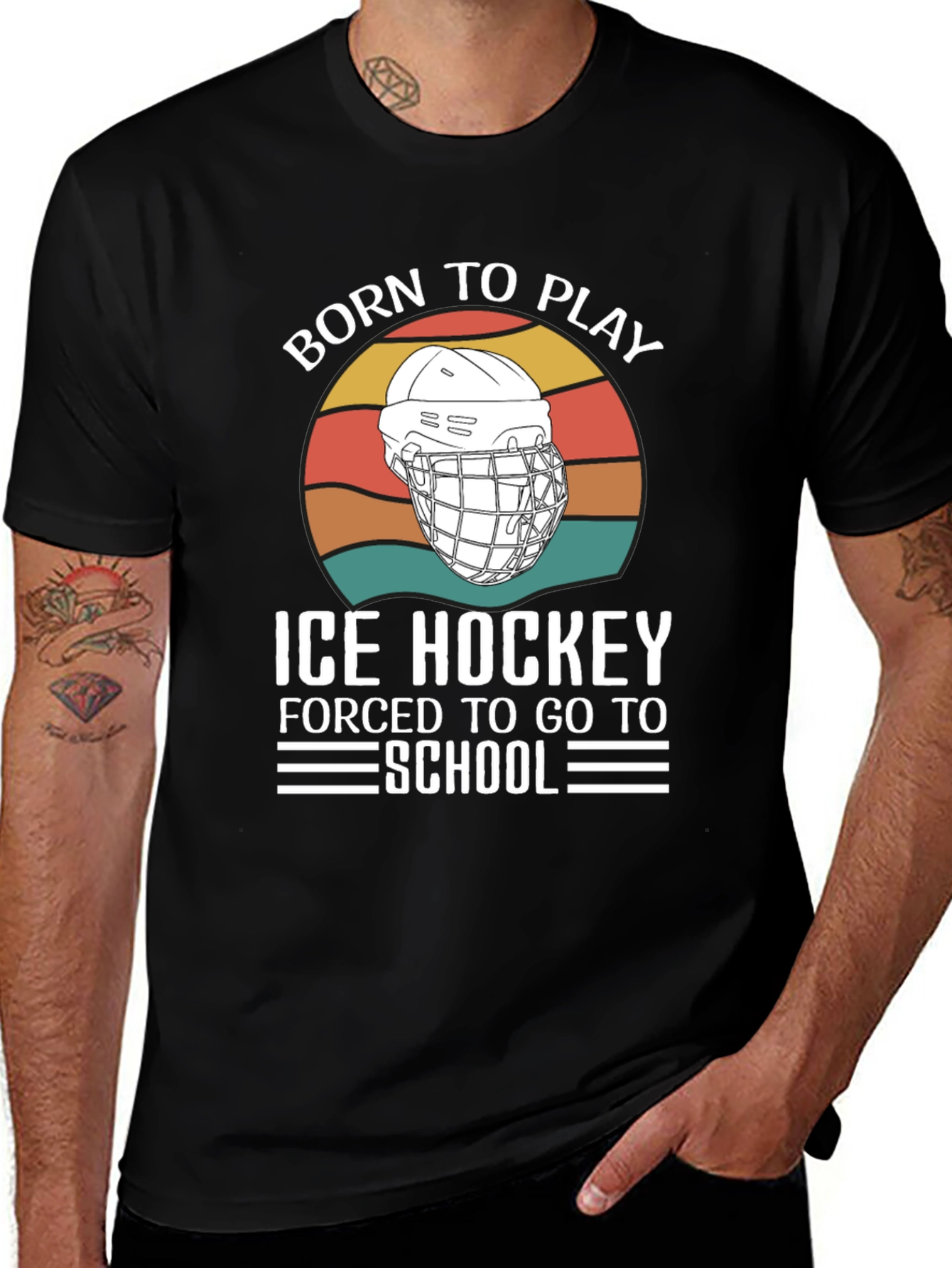 Variant 21 of Born To Play Ice Hockey Graphic T-Shirt