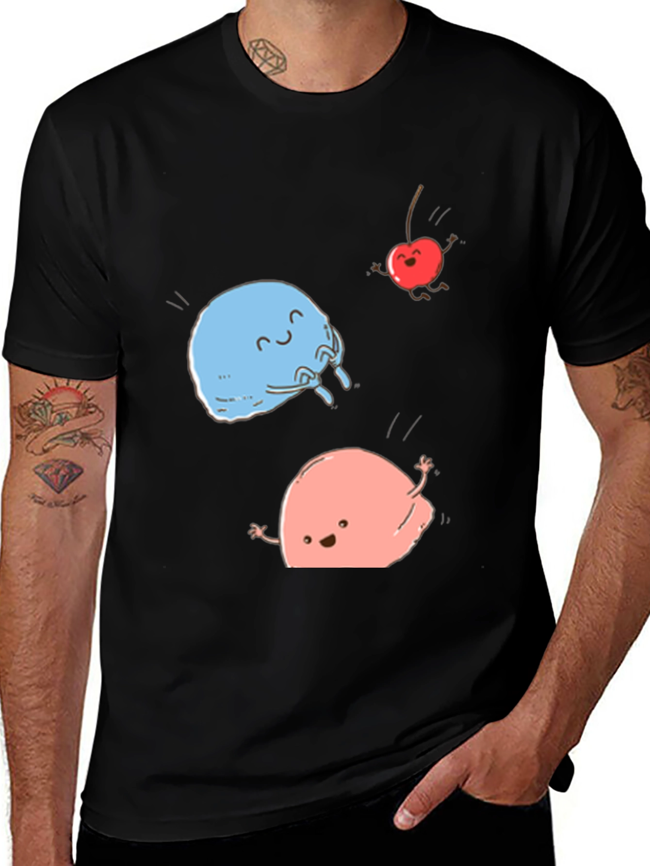 Variant 20 of Cute Cartoon Fruit T-Shirt, Black