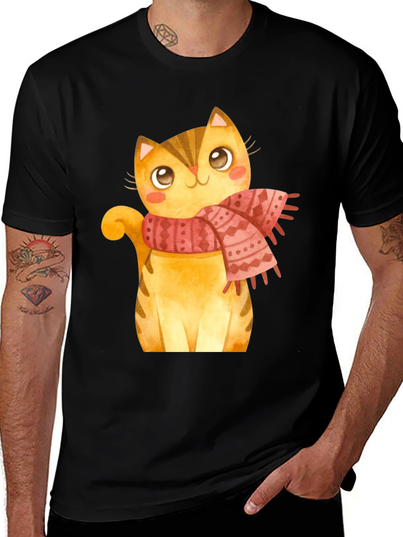 Variant 26 of Cute Cat Scarf Graphic Tee