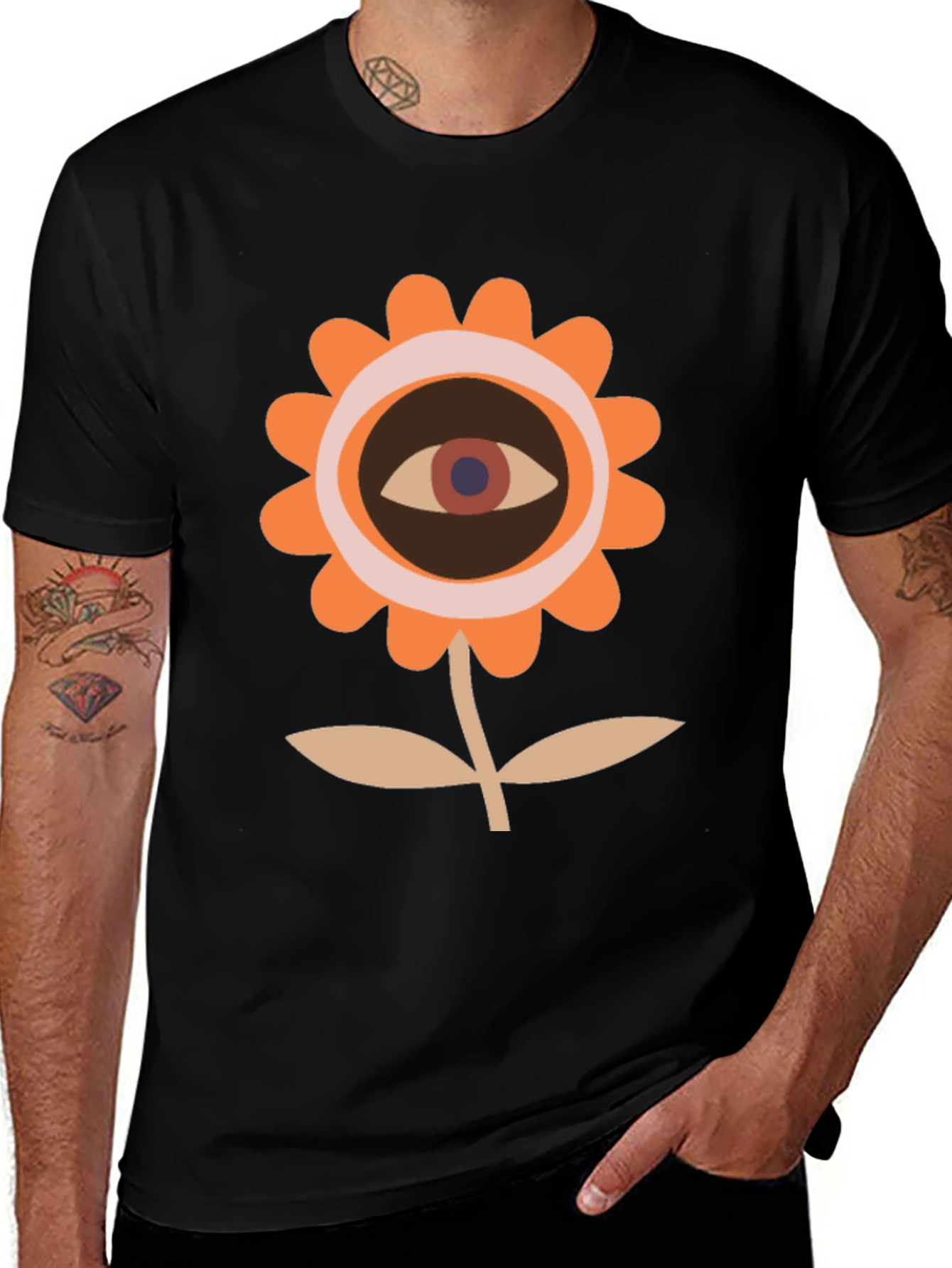 Variant 20 of Eye Flower Graphic Tee - Stylish Black T-Shirt
