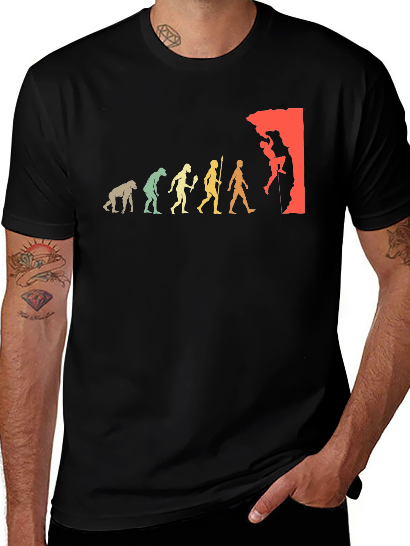 Variant 16 of Climbing Evolution Graphic T-Shirt - Rock Climbing Tee