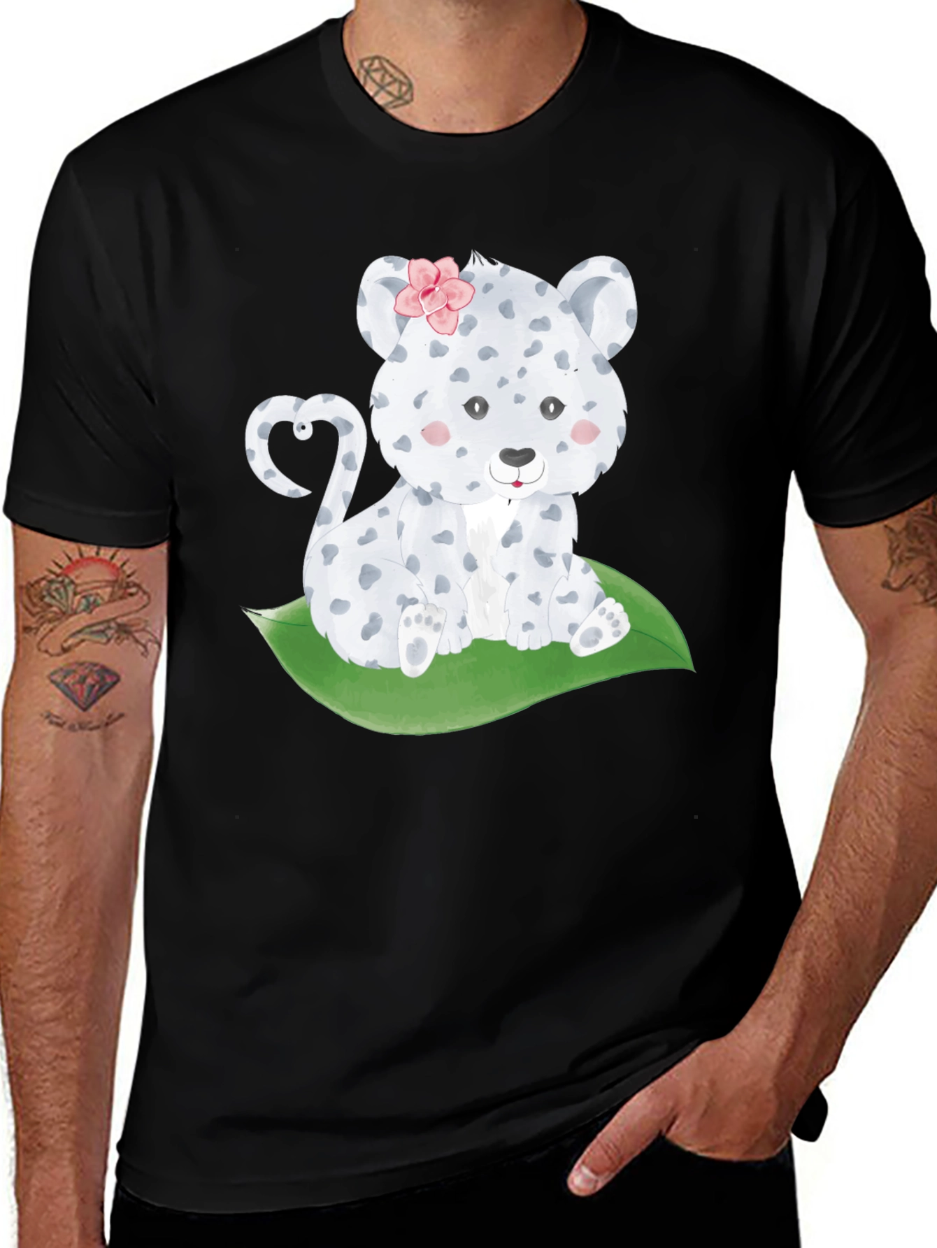 Variant 2 of Cute Leopard Cub T-Shirt - Black