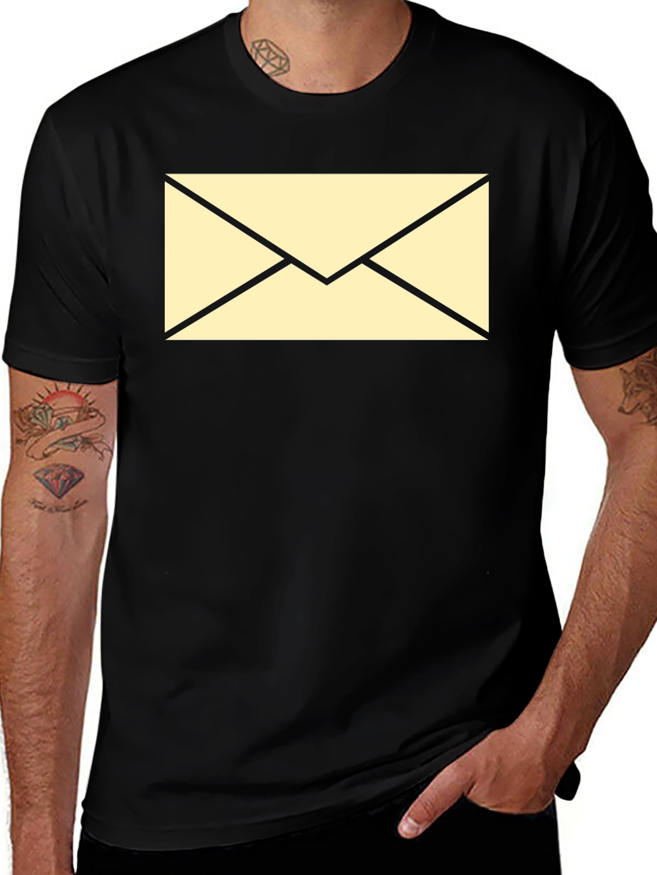 Variant 28 of Black T-Shirt with Envelope Graphic