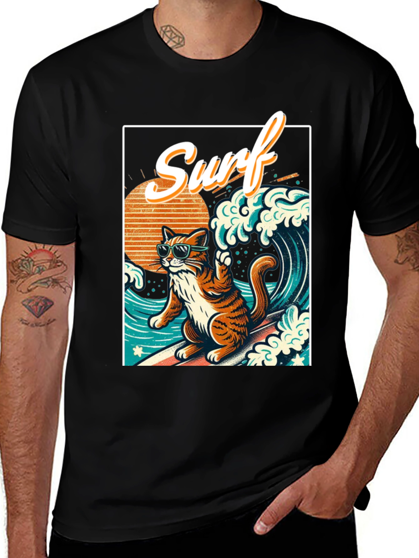 Variant 14 of Surf Cat T-Shirt