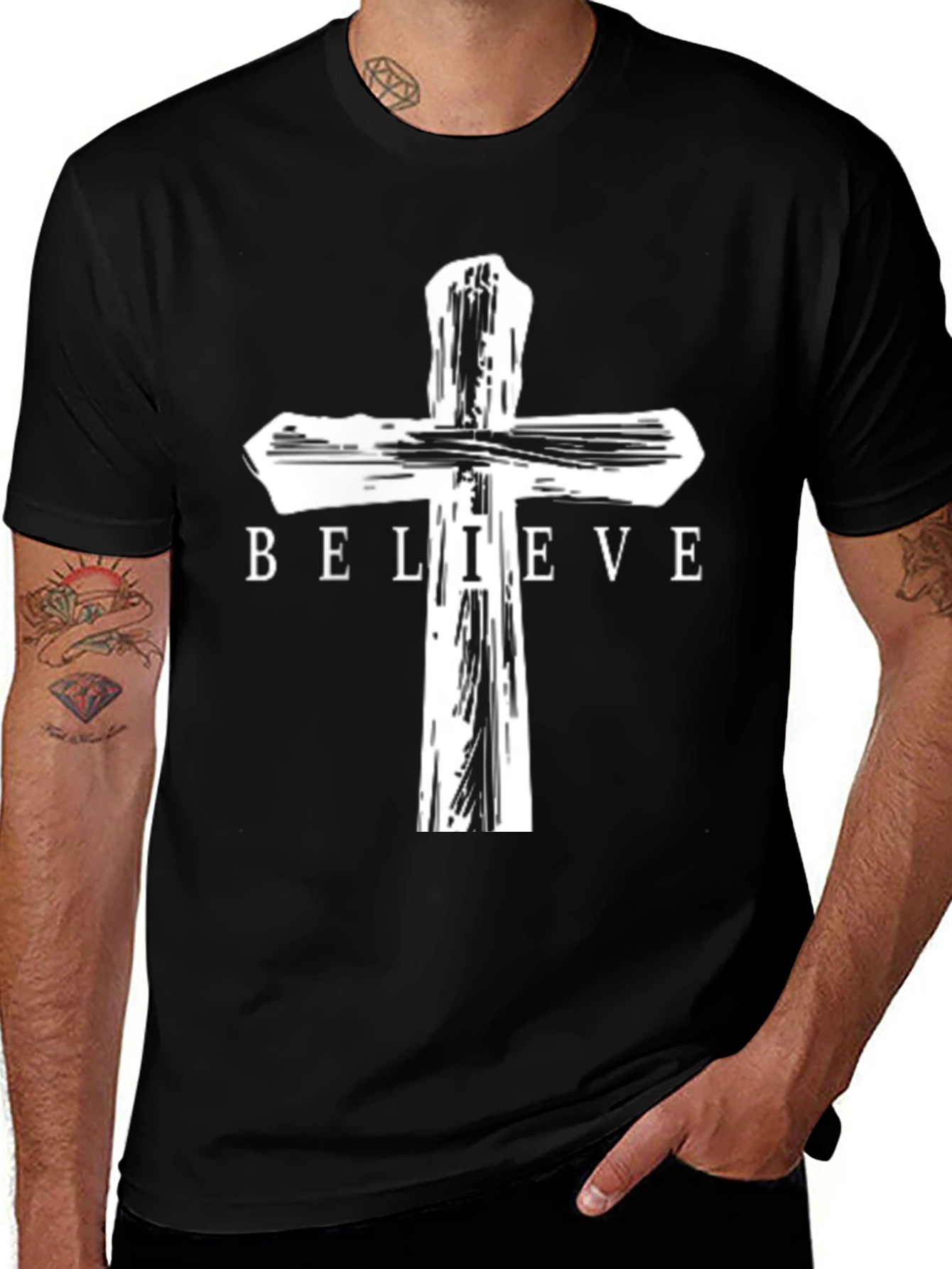 Variant 29 of Believe Cross Graphic Tee - Christian Apparel
