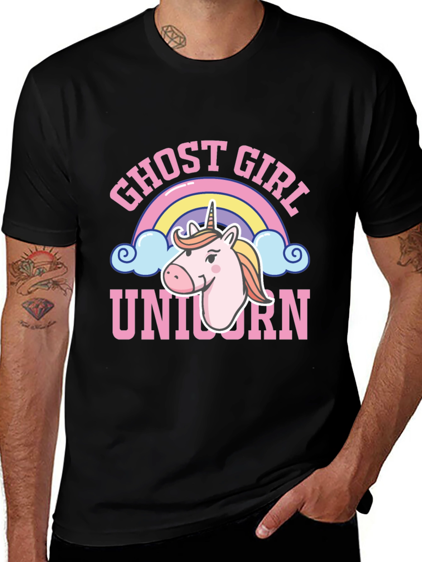 Variant 14 of Ghost Girl Unicorn T-Shirt - Cute Rainbow Design
