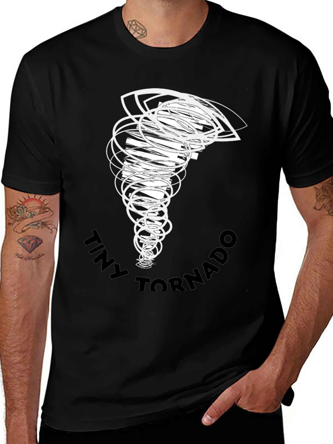Variant 11 of Tiny Tornado Graphic Tee - Black Cotton T-Shirt