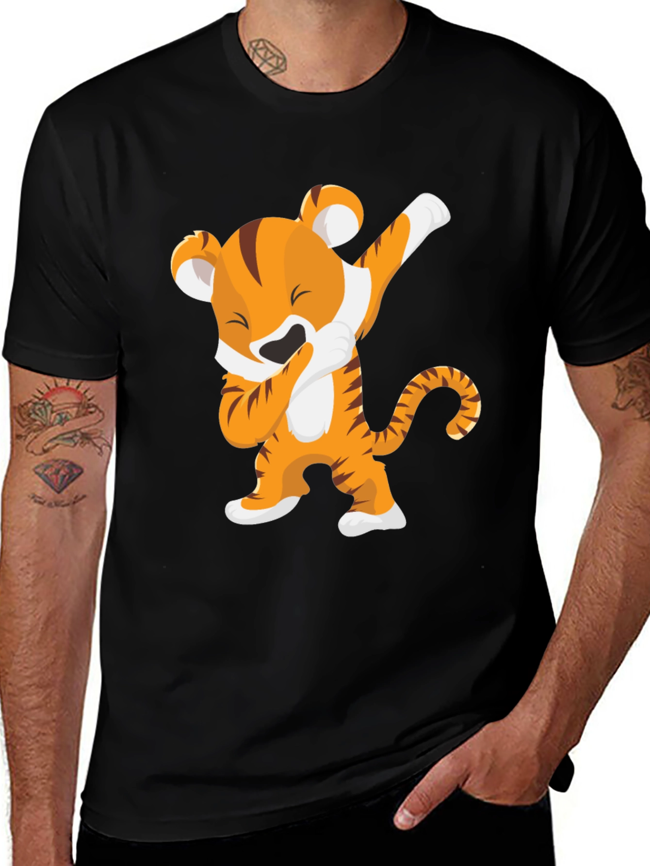 Variant 7 of Cool Tiger Dab Black T-Shirt