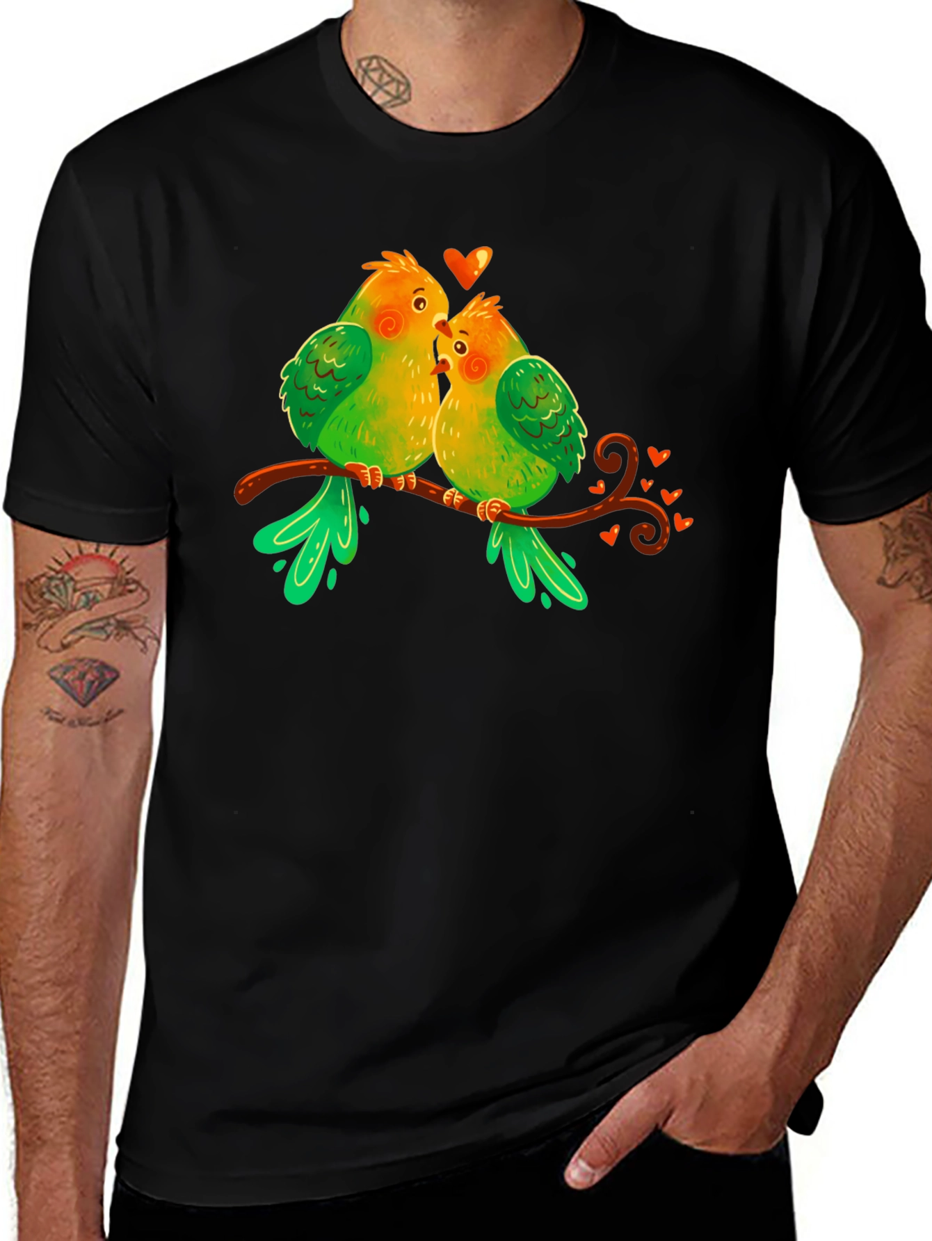 Variant 17 of Love Birds T-Shirt - Sweet Parrot Couple