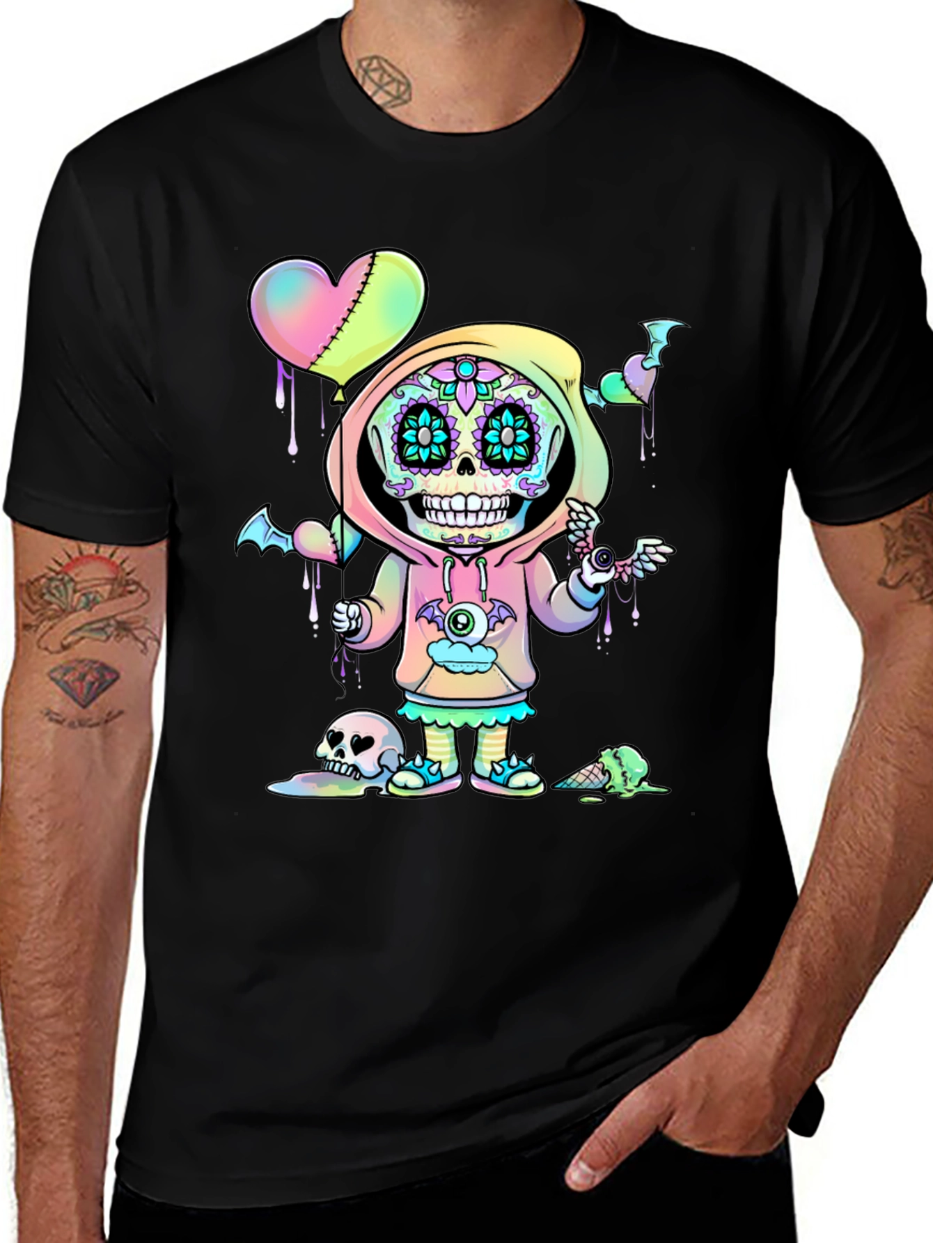 Sugar Skull Kid T-Shirt - Kawaii Pastel Goth Design