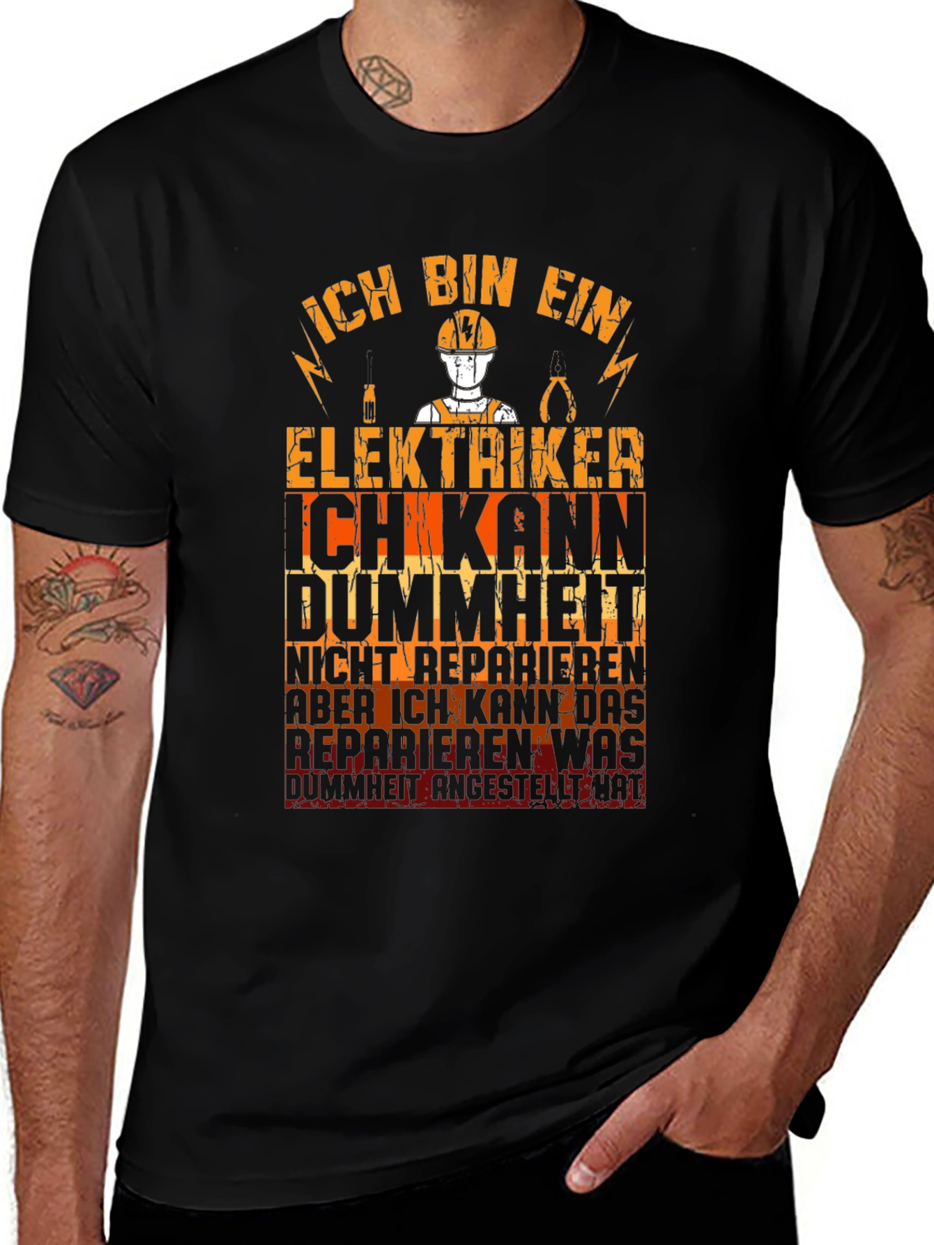 Variant 26 of Electrician T-Shirt Funny German Text Graphic Tee