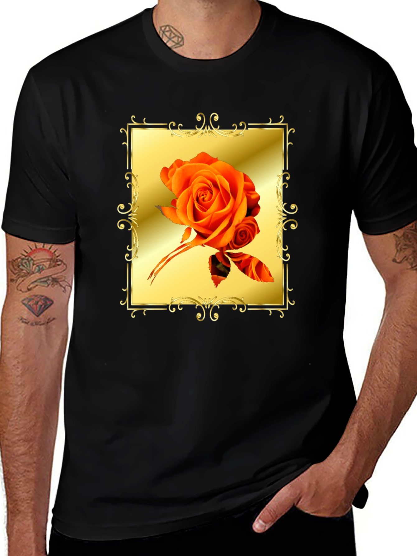 Variant 19 of Rose Graphic Black T-Shirt