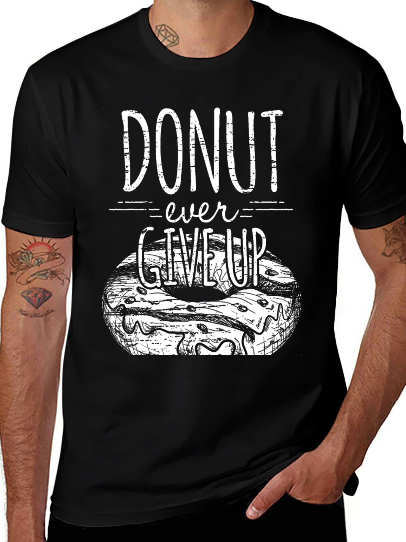 Variant 21 of Donut Ever Give Up Graphic Tee - Black Humor T-Shirt