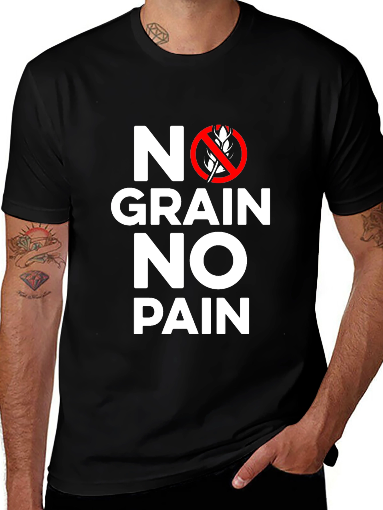 Variant 16 of No Grain No Pain Black T-Shirt