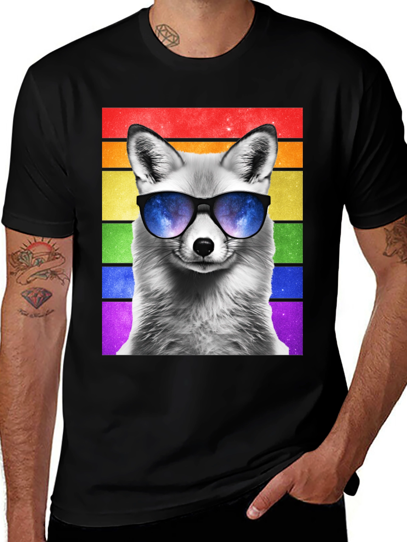Variant 28 of Cool Fox Pride T-Shirt - Men's Black Tee