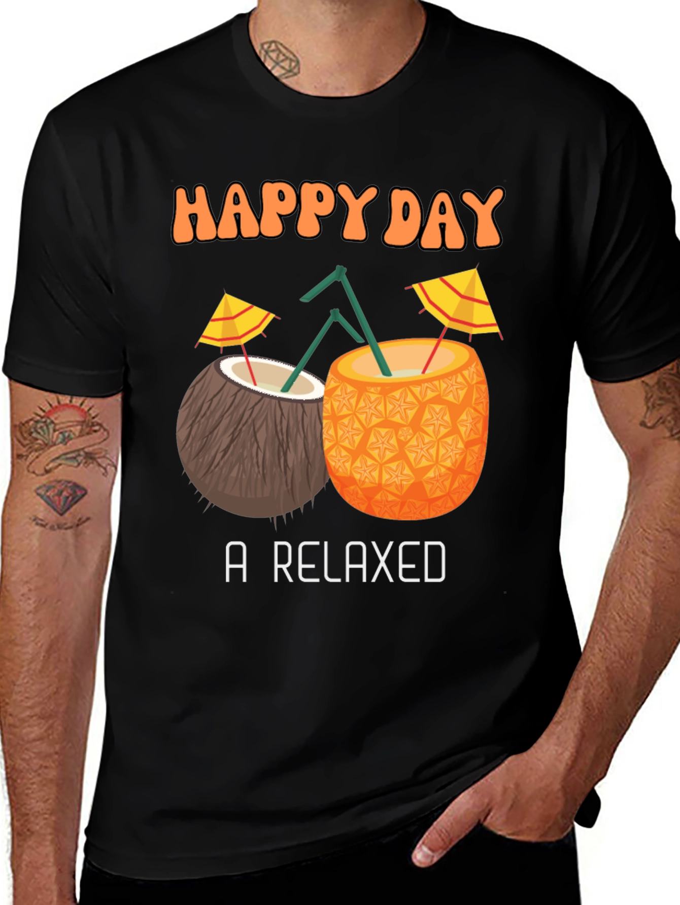 Happy Day Relaxed T-Shirt: Tropical Cocktail Design