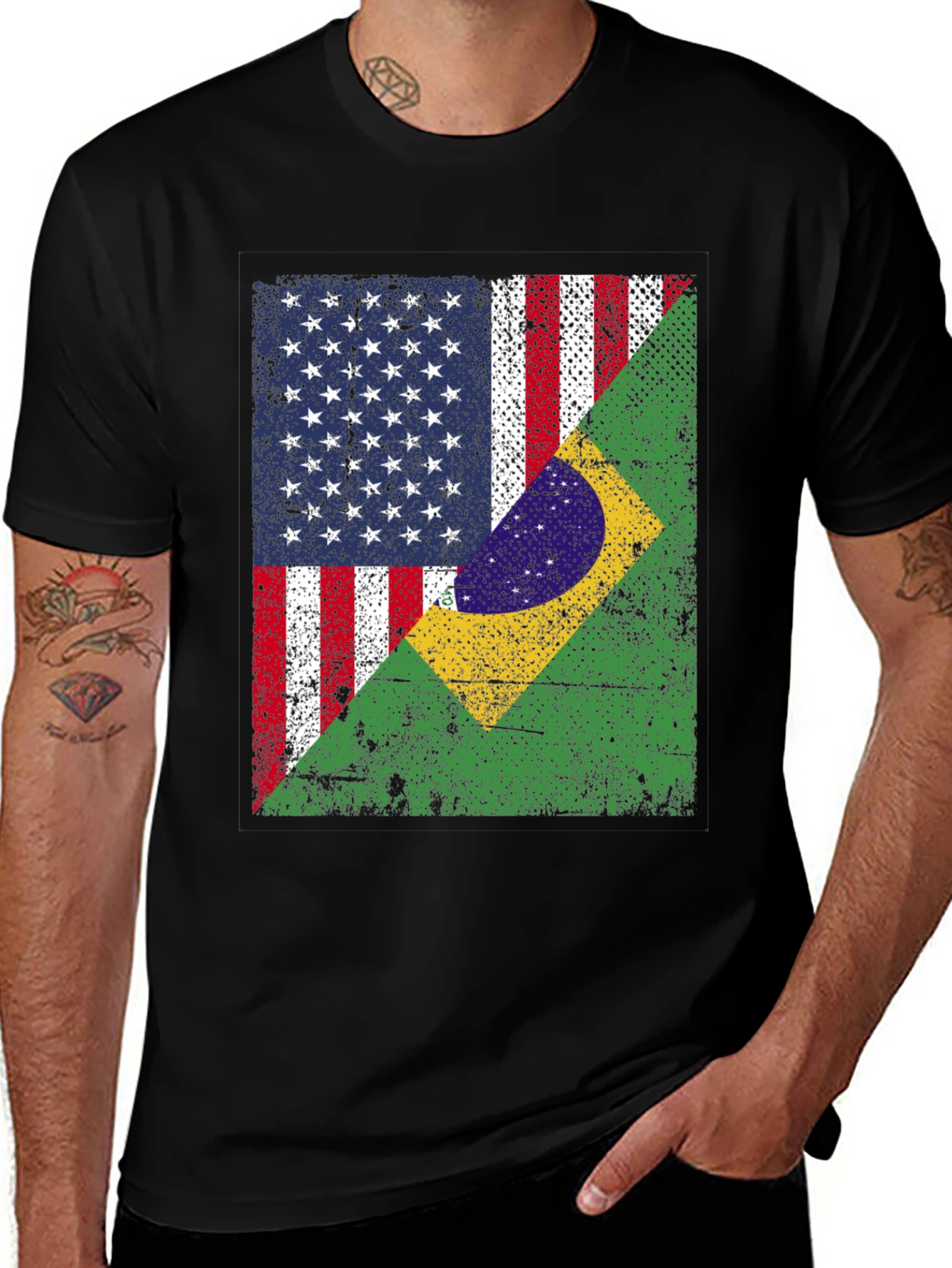 USA and Brazil Flag T-Shirt