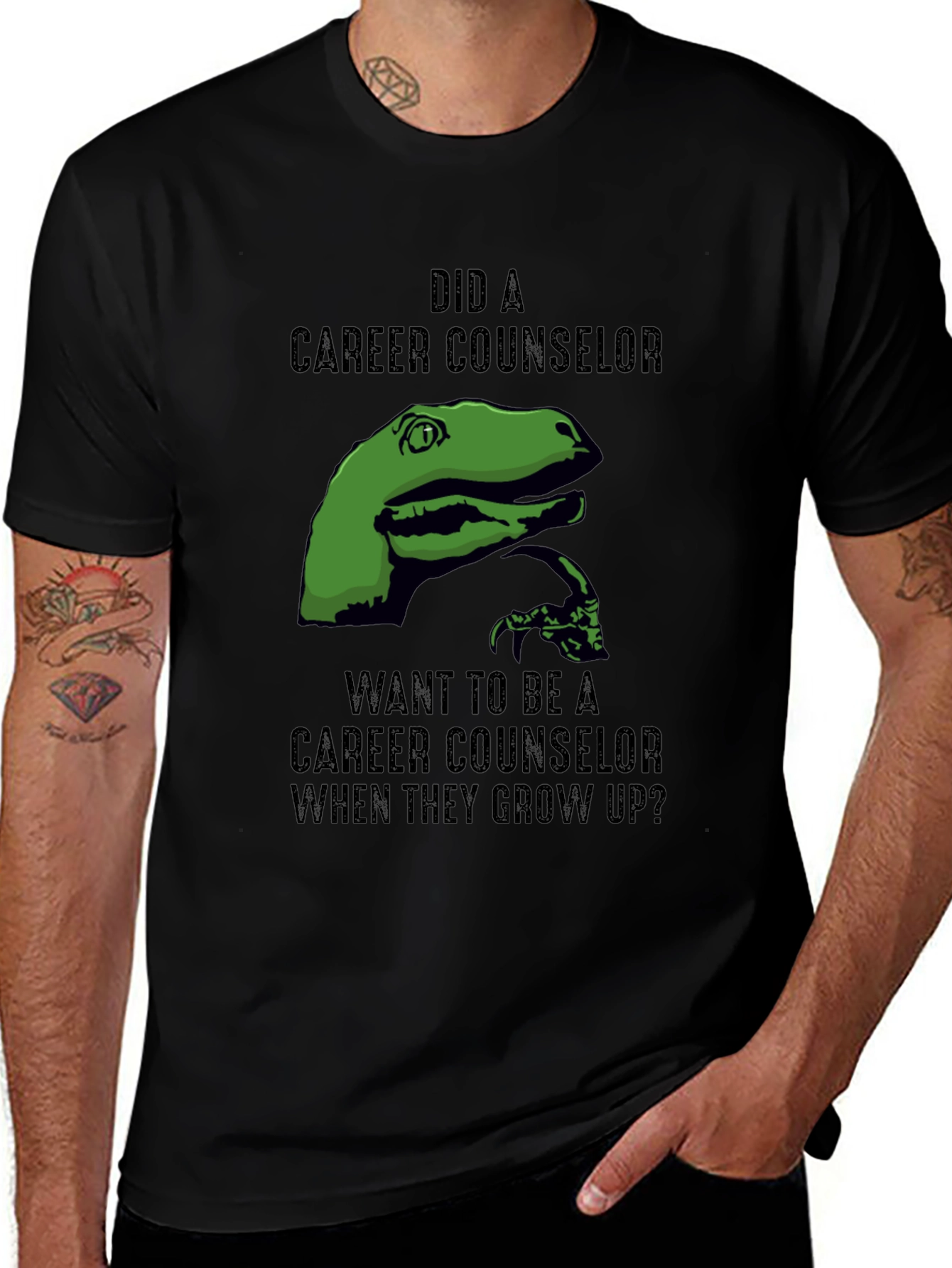 Variant 9 of Dinosaur Career Counselor Humor T-Shirt
