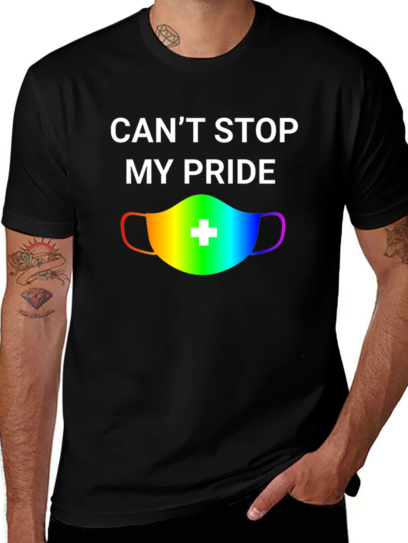 Variant 9 of Pride Mask Graphic Tee - Can't Stop My Pride!