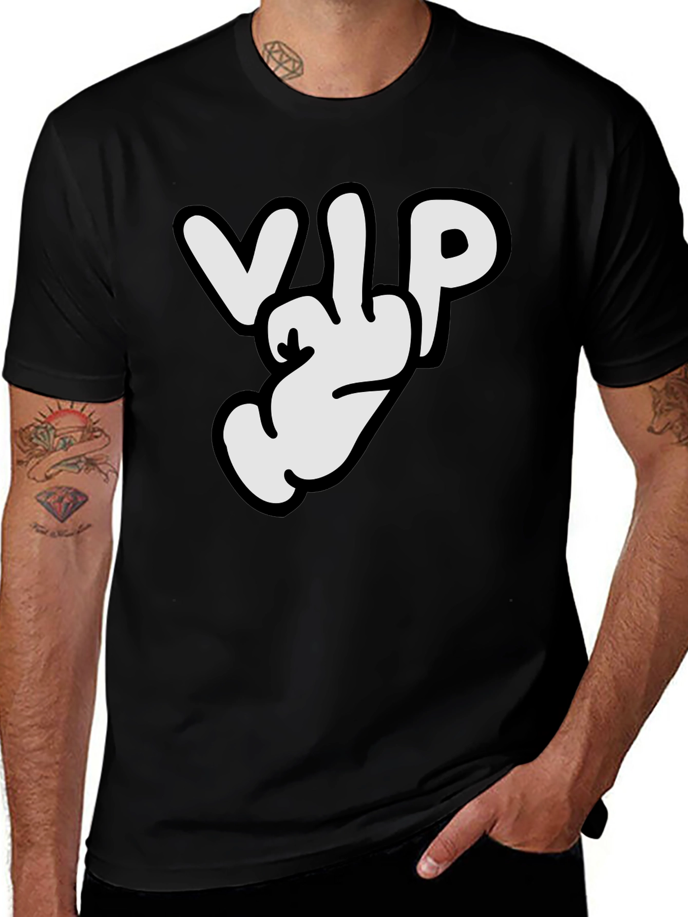Variant 22 of VIP Cartoon Hand Gesture T-Shirt - Black