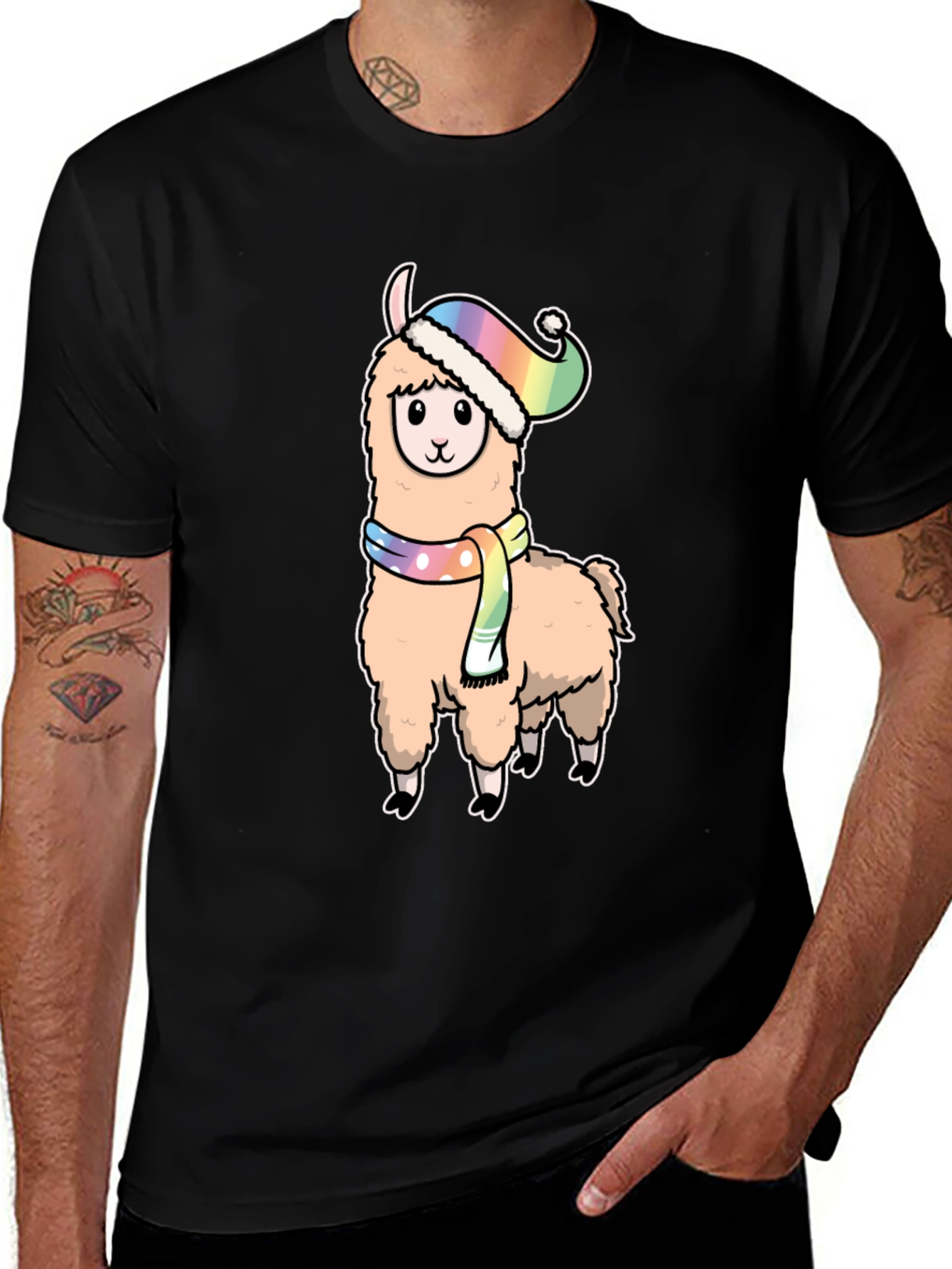 Variant 7 of Festive Llama T-Shirt - Holiday Style!