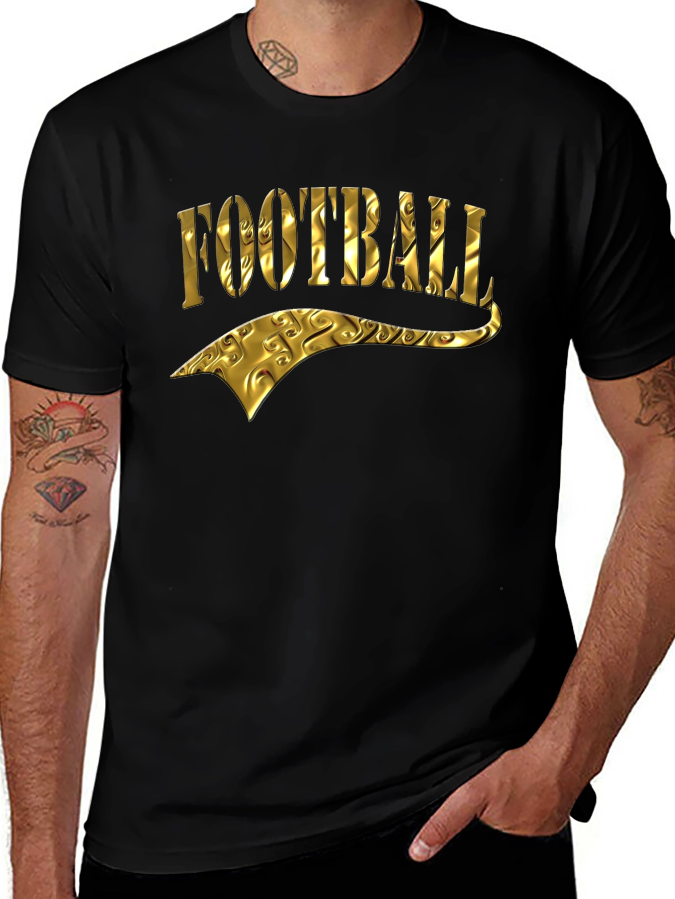 Variant 19 of Golden Football Graphic Tee - Black