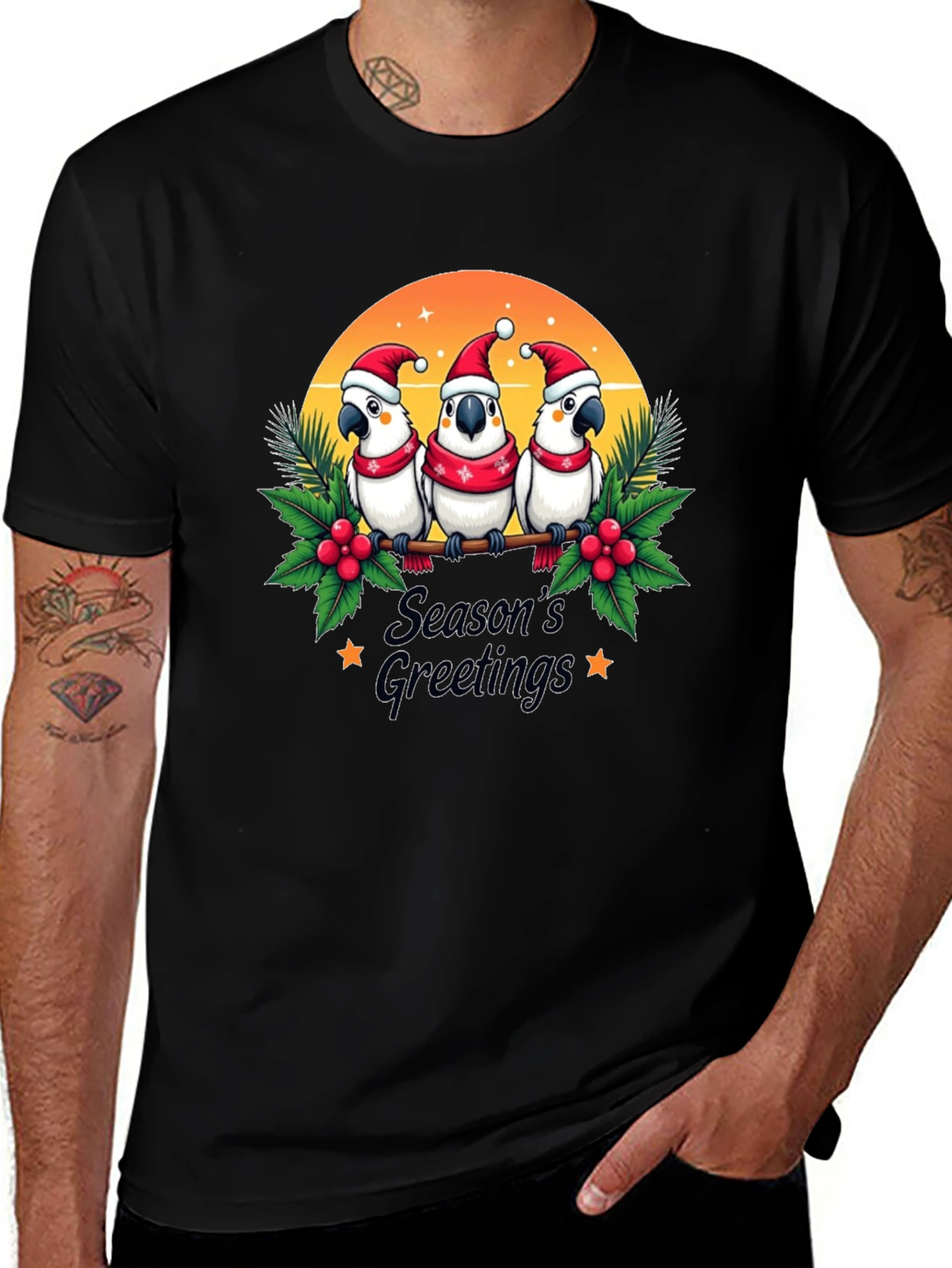 Variant 17 of Festive Holiday Parrots T-Shirt