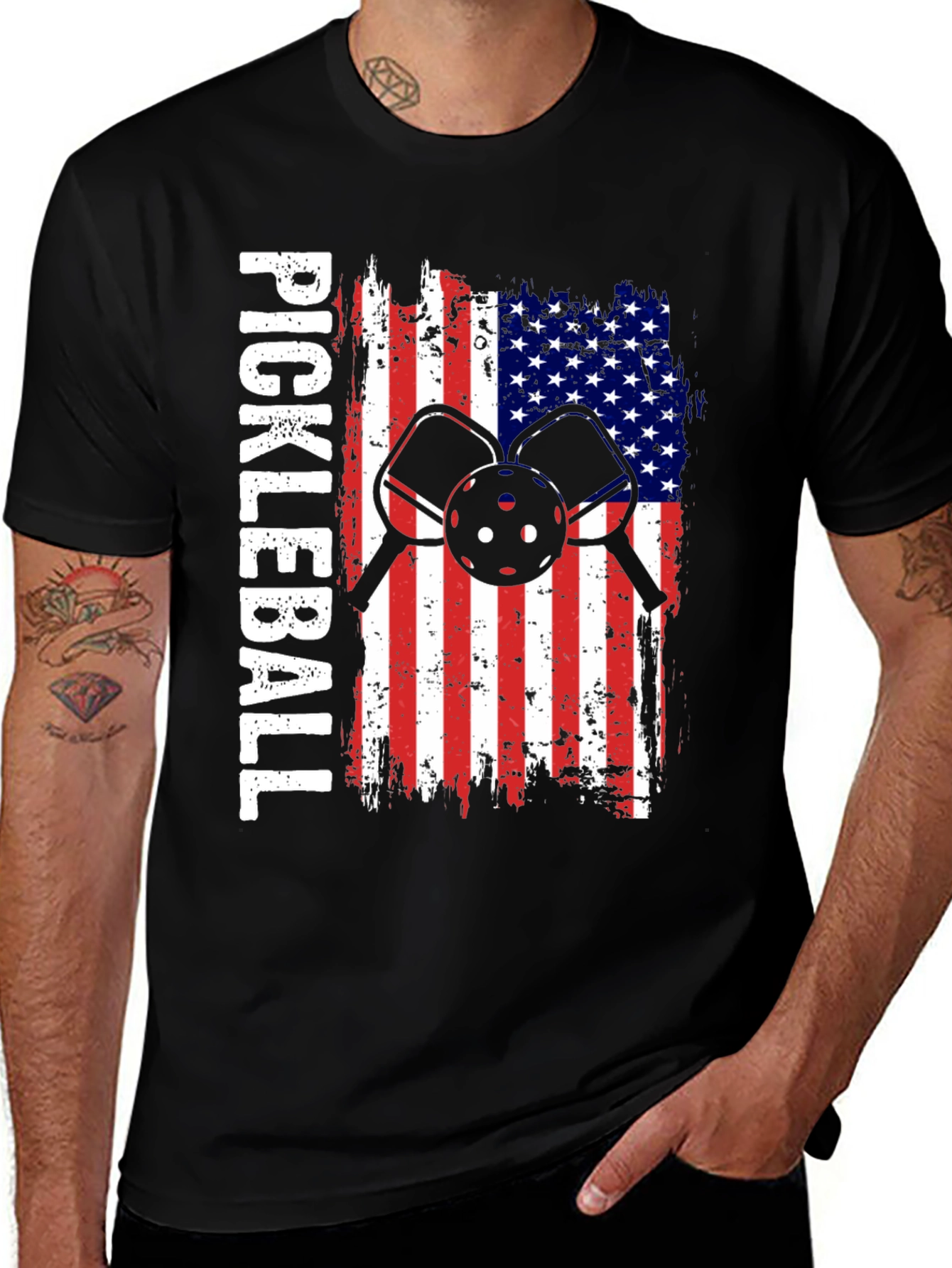 Variant 13 of Pickleball USA Flag Graphic Tee