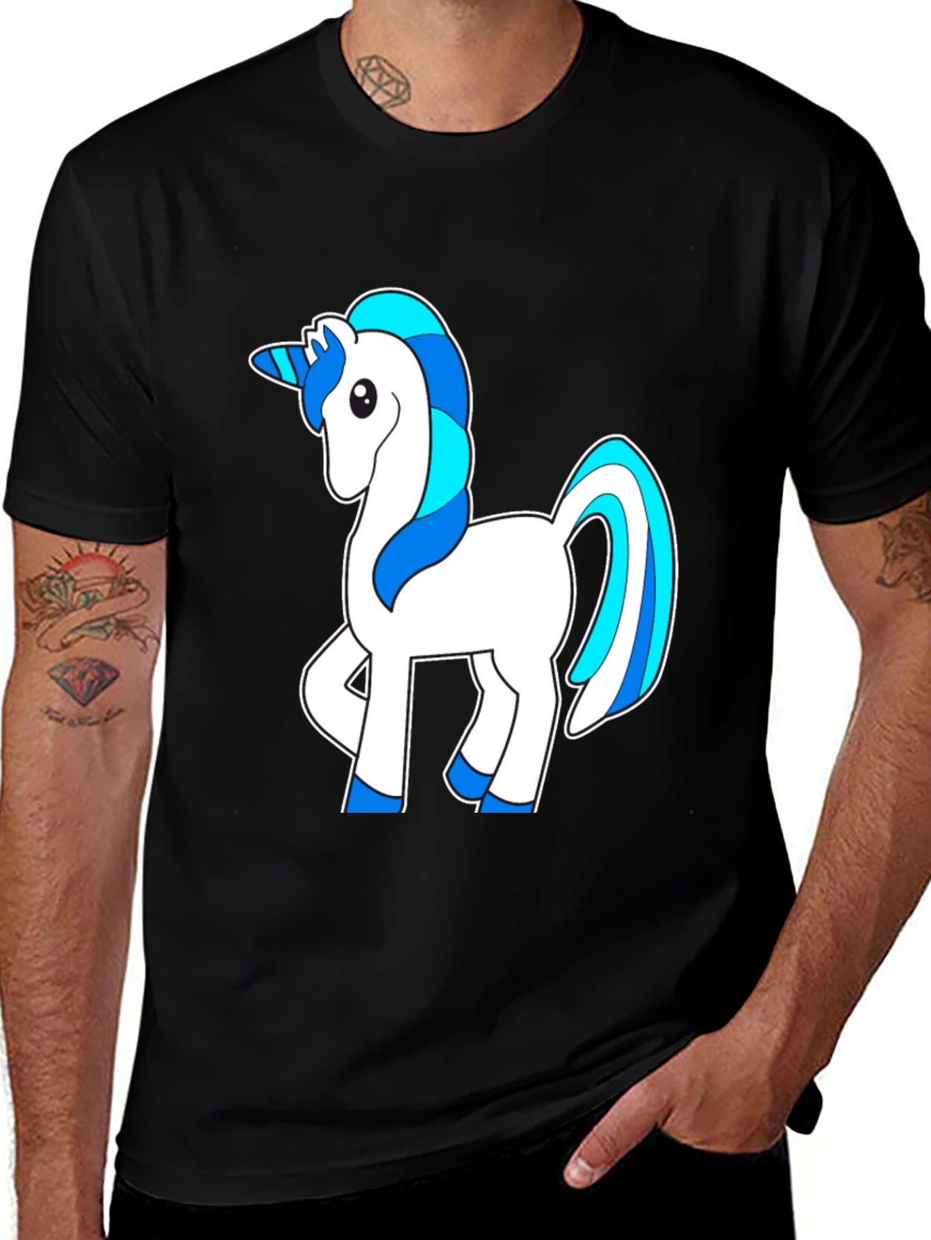 Variant 9 of Unicorn Graphic Tee - Stylish Black Cotton Blend