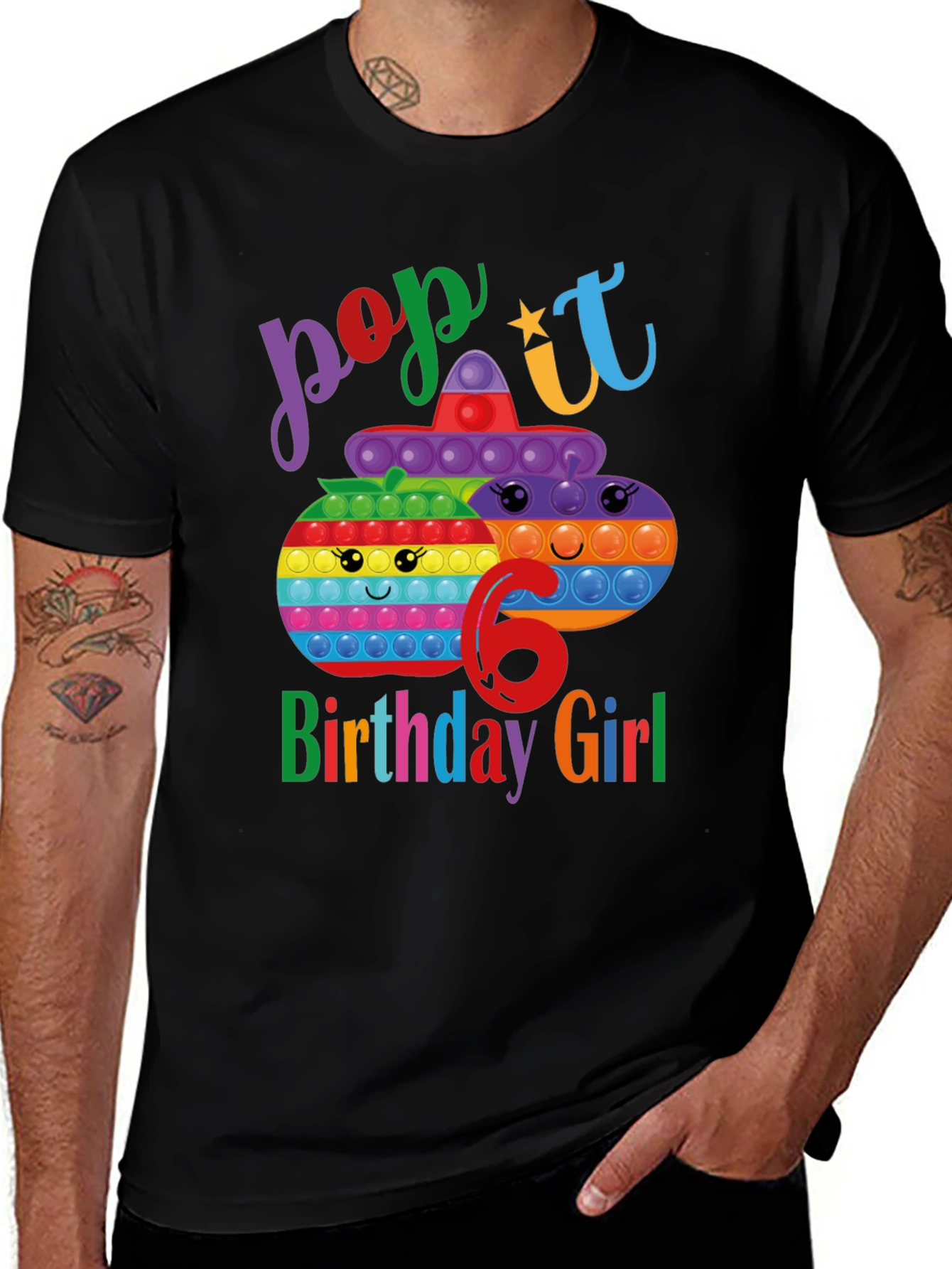 Black Pop It Birthday Girl 6 T-Shirt main image